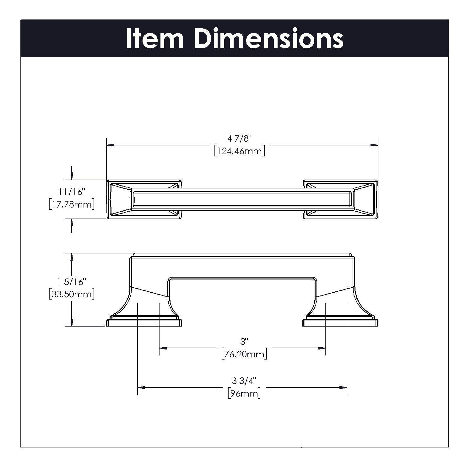Brownstone Pull 3 Inch & 3 3/4 Inch (96mm) Center to Center Chrome Cabinet Drawer Handles - Perfect for Kitchen, Bathroom & Furniture Upgrades