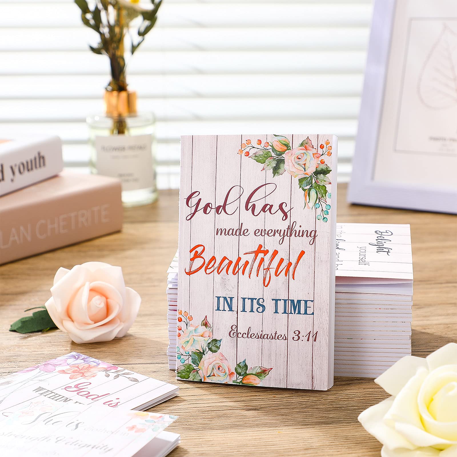 Floral Prayer Journal for Women - Inspirational Bible Verse Notebook with Rustic Flower Design, Pocket Notepad with Scripture Quotes - Perfect for Daily Devotion, Bible Study, School & Office Use - 4.9 x 3.1 Inch (Set of 16)