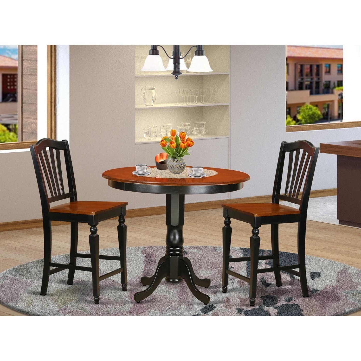 East West Furniture 3-Piece Counter Height Dining Set - 42