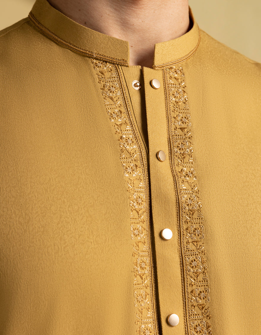 Elegant Blended Brown Kurta by J. Junaid Jamshed - Premium Cotton Ethnic Wear for Men - Perfect for Festivals, Weddings & Casual Outings