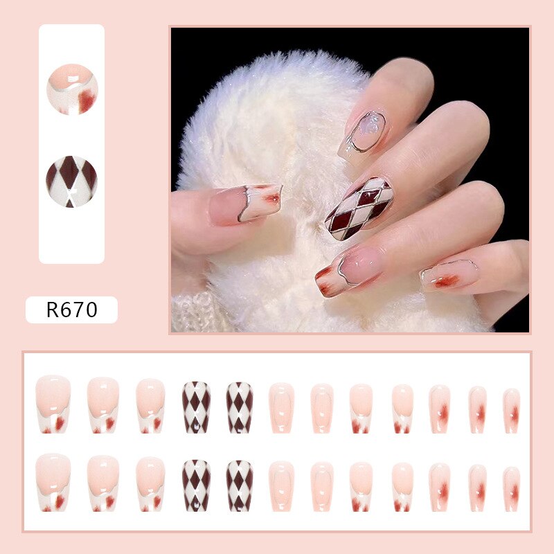 24Pcs/Box Red Ballerina Press On Fake Nails - Coffin Shape False Nails with Glue - Long Lasting Artificial Nails for Parties, Weddings & Special Occasions