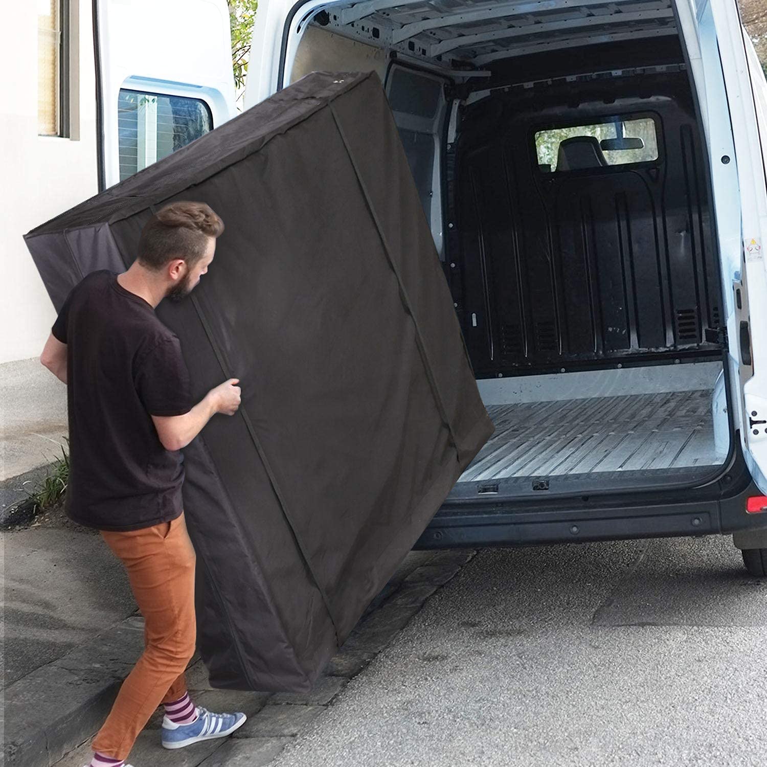 Waterproof Queen Size Mattress Storage Bag with Zipper & Straps - Heavy Duty Reusable Moving & Storage Cover for Mattress Protection (Black) - Perfect for Home Organization, College Dorm Moves, and Long-Term Storage