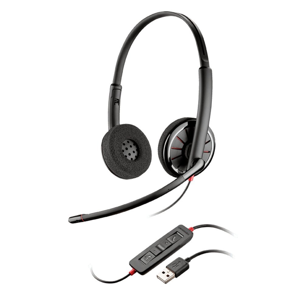 Plantronics 85619-101 Black Wire C320 Wired Headset - On-Ear Noise Cancelling Headphones with Microphone for Office, Call Center & Remote Work (Gray)