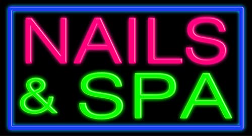 Handmade Nails & Spa Glass Neon Sign #10369 - USA Made for Salon, Nail Shop & Beauty Parlor Decor