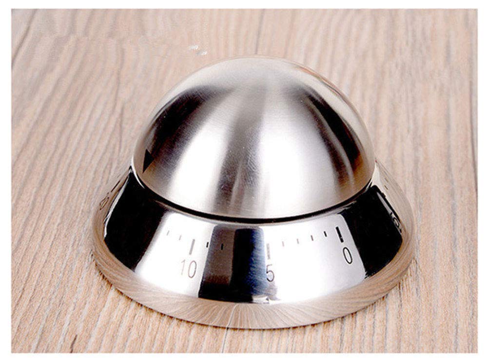 60 Minute Stainless Steel Mechanical Kitchen Timer - Loud Alarm Cooking Countdown Clock for Baking, BBQ, and Home Use (Apple)