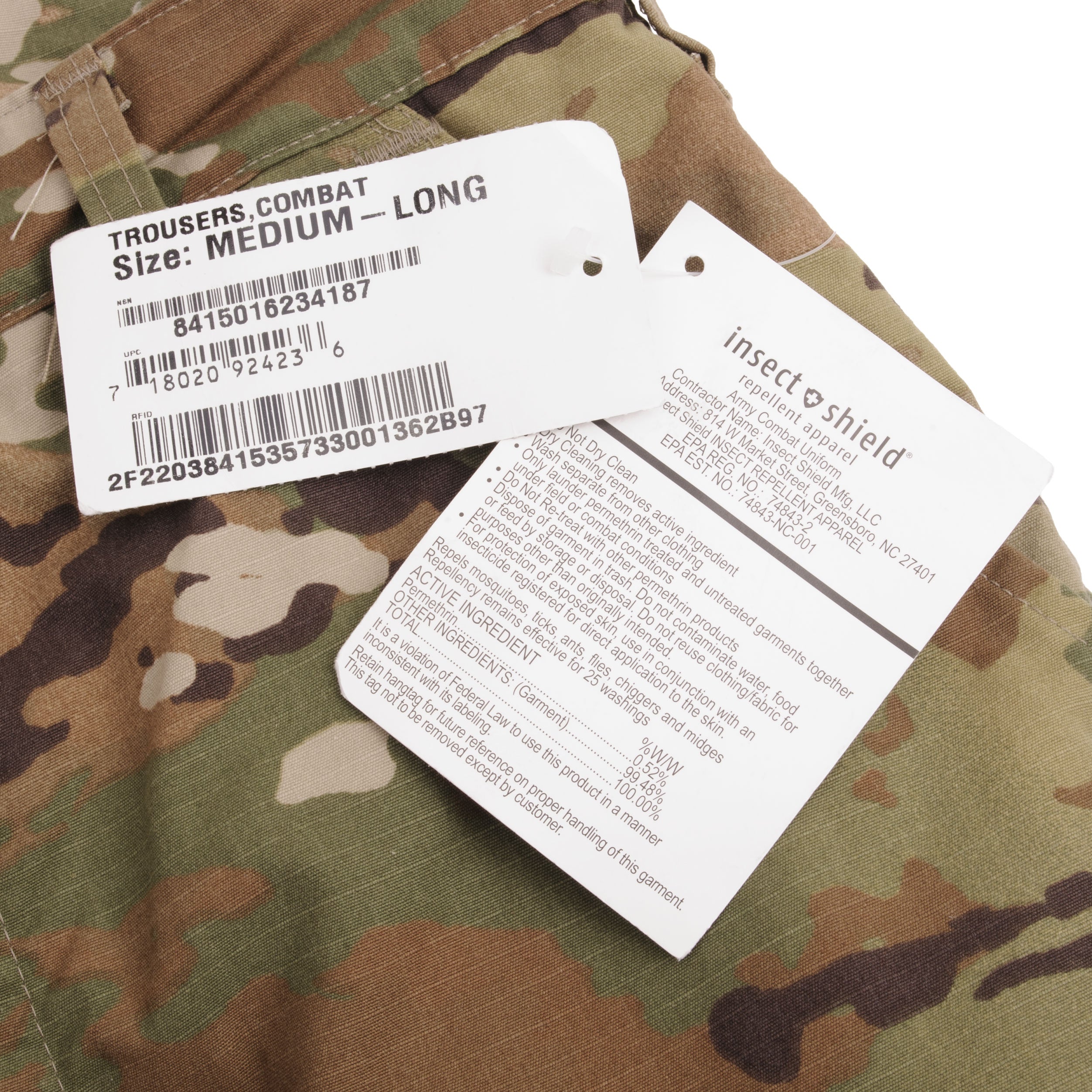 US Army Shield Combat Pants - Deadstock Camouflage Trousers Medium Long (NOS) - Military Tactical Gear for Outdoor Hiking & Airsoft