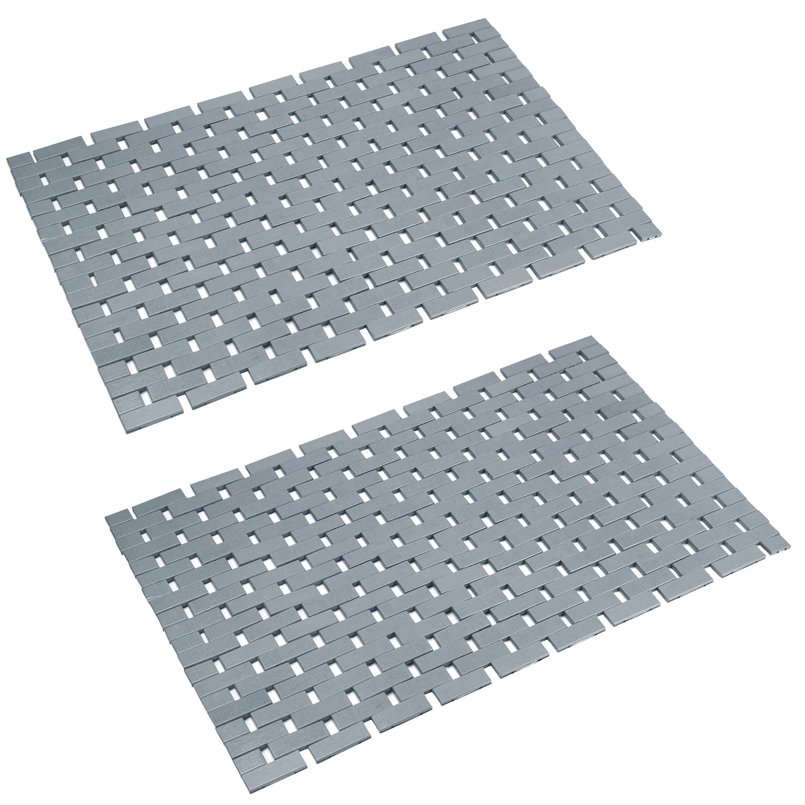 **Waterproof Non-Slip Bamboo Bath Mat Set (16x24 Inch, Grey) - 2 Pack for Shower, Bathtub & Bathroom Floor - Eco-Friendly & Easy to Clean**    *(Perfect for Spa-Like Bathrooms, Wet Rooms & Eco-Conscious Homes)*