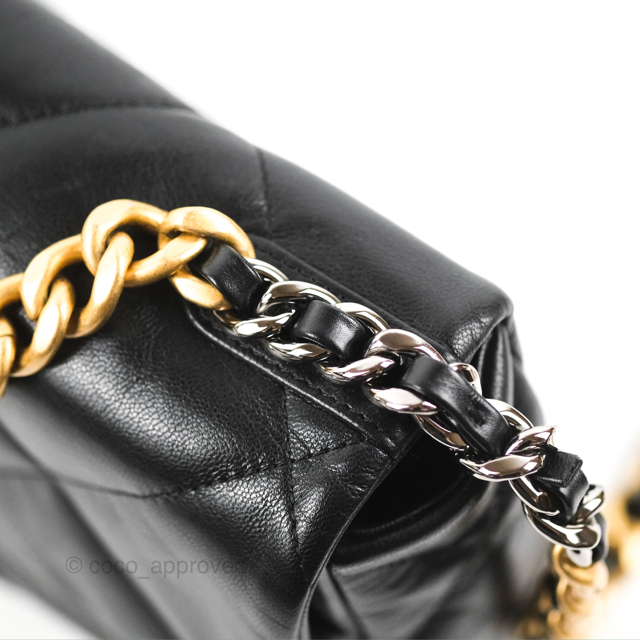 Chanel 19 Small Handbag Black Goatskin Leather Mixed Gold & Silver Hardware - Luxury Crossbody Bag for Women, Perfect for Date Night & Evening Events