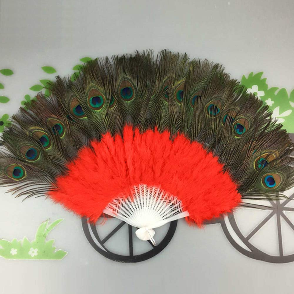 21-Piece Peacock Feather Hand Fan Set - Foldable Chinese Palace Style Decorative Fans for Wedding, Party, Dance & Home Decor (Hot Pink) | Perfect for Bridal Showers, Cultural Events & Photo Props