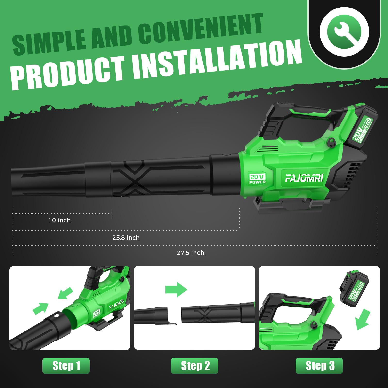 **Powerful 580CFM/160MPH Cordless Leaf Blower with 2 x 4.0Ah Batteries & Charger - 3 Speed Modes for Lawn Care, Yard, Garage, and Driveway Cleaning - Lightweight & Efficient for Home and Garden Maintenance**
