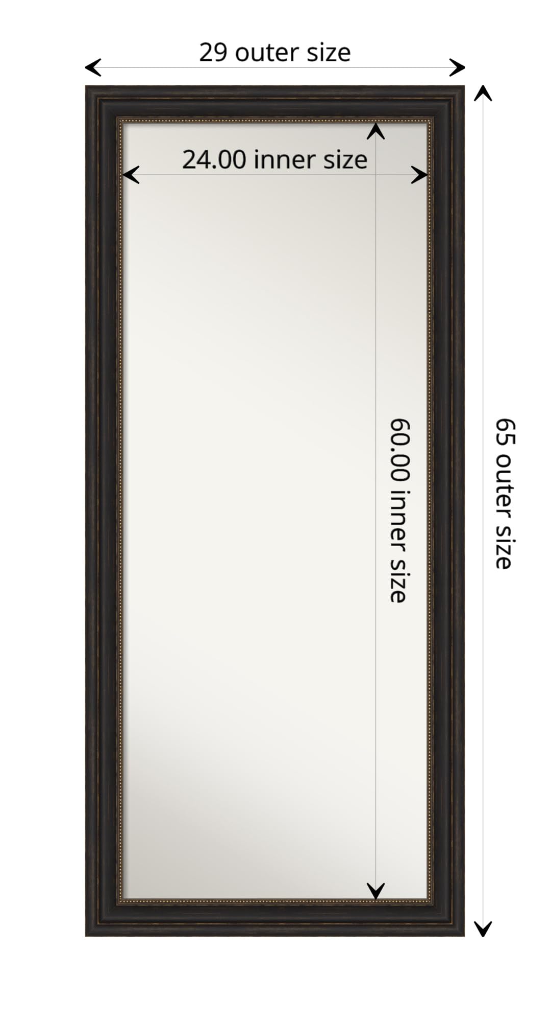 Amanti Art 65x29 Inch Bronze Full Length Mirror - Free Standing or Wall Mounted Traditional Dressing Mirror for Bedroom, Living Room & Entryway Decor - Handcrafted in WI, USA