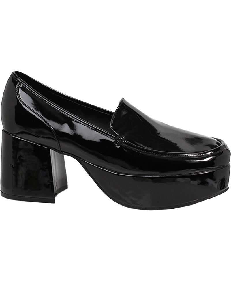 Retro 70s Disco Black Platform Shoes for Men - Vintage Party & Dance Shoes for Halloween Costume, Themed Events & Nightclub Outfits