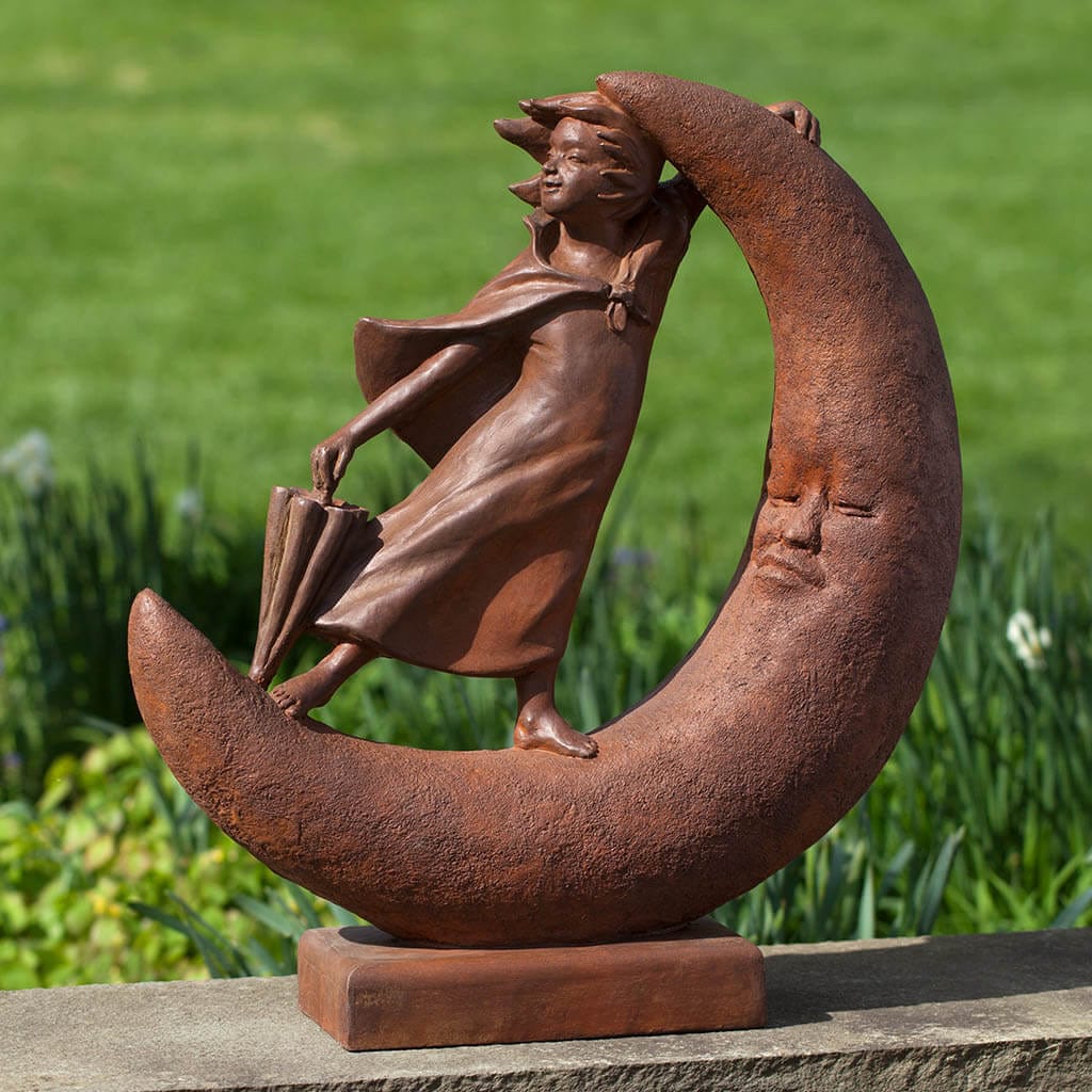 Campania International Once Upon a Moon Statue - Elegant Garden Decor for Outdoor & Indoor Use - Perfect for Patio, Yard, and Home Décor