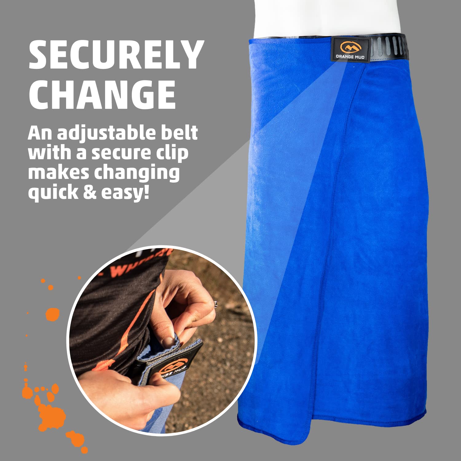 Orange Mud Transition & Seat Wrap V2.0 - Waterproof Automotive Seat Cover, Quick-Dry Changing Kilt & Multipurpose Towel for Cycling, Camping & Outdoor Activities (Royal Blue)