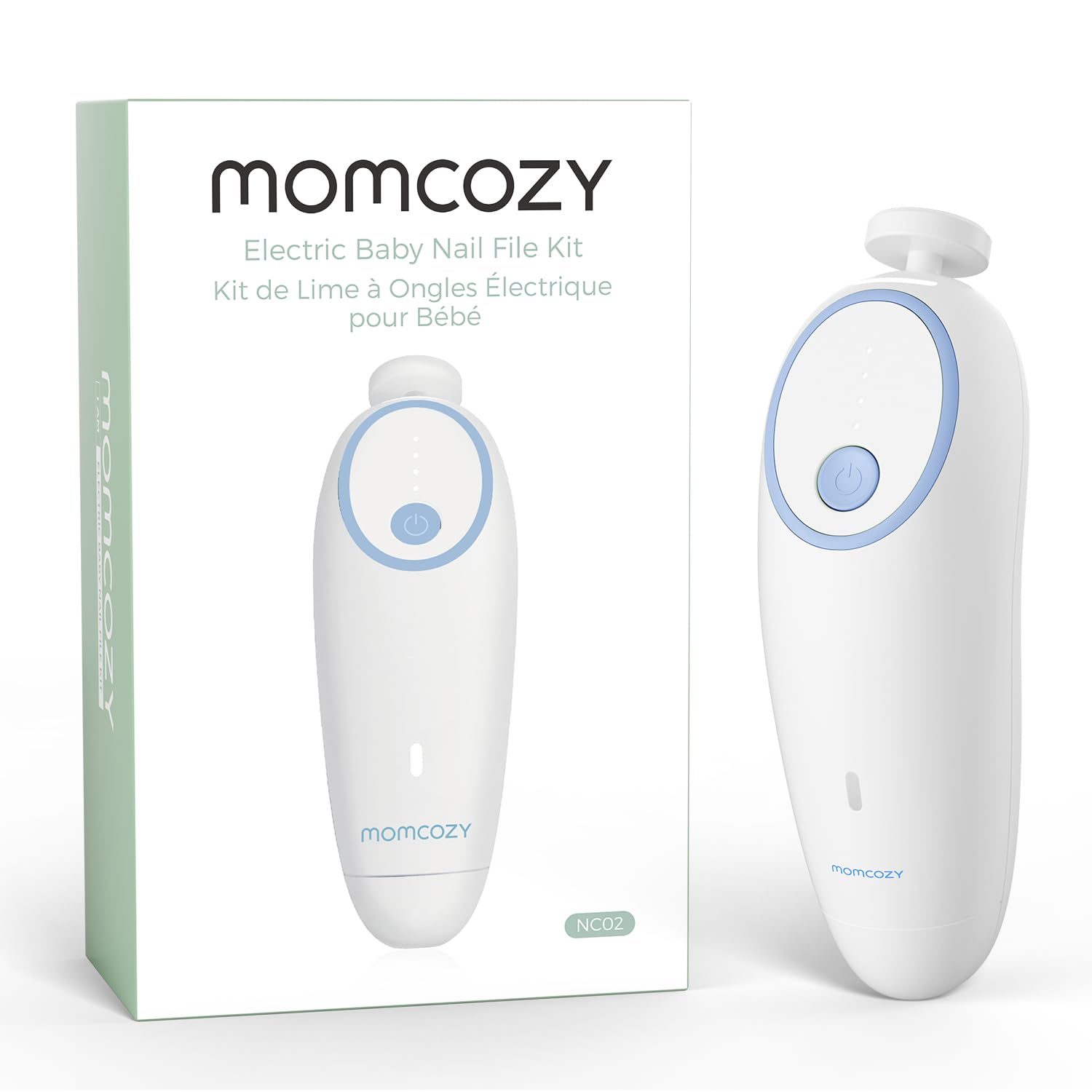 Momcozy Rechargeable Electric Baby Nail Trimmer with 7 Grinding Heads & Night Light - Gentle Baby Nail Clipper for Newborns & Toddlers - Perfect for Safe Nail Care at Home or Travel