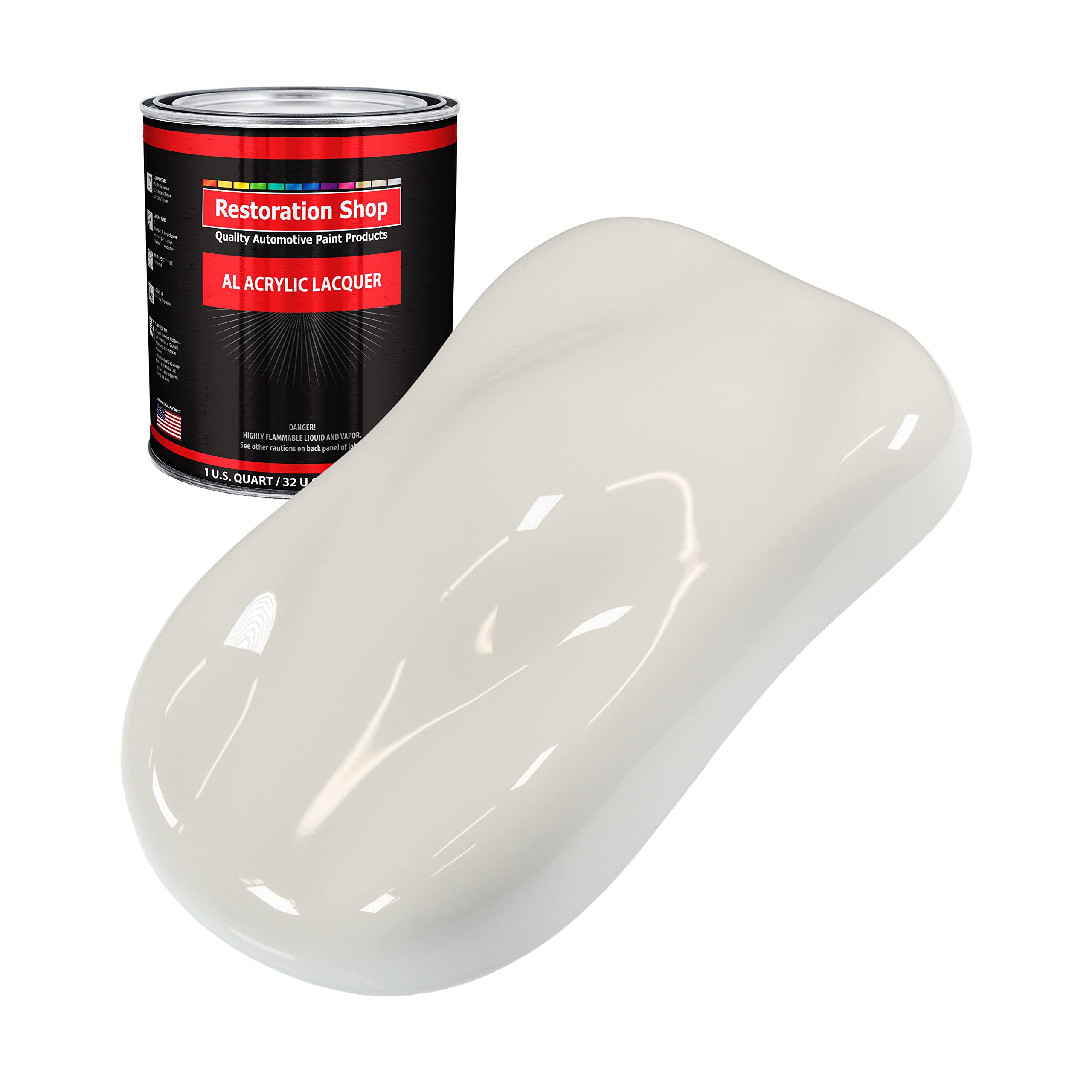 Restoration Shop - Wispy White Acrylic Lacquer Auto Paint (1 Quart) - Professional Gloss Finish for Cars, Trucks, Guitars & Furniture - Perfect for Automotive Refinishing & DIY Projects