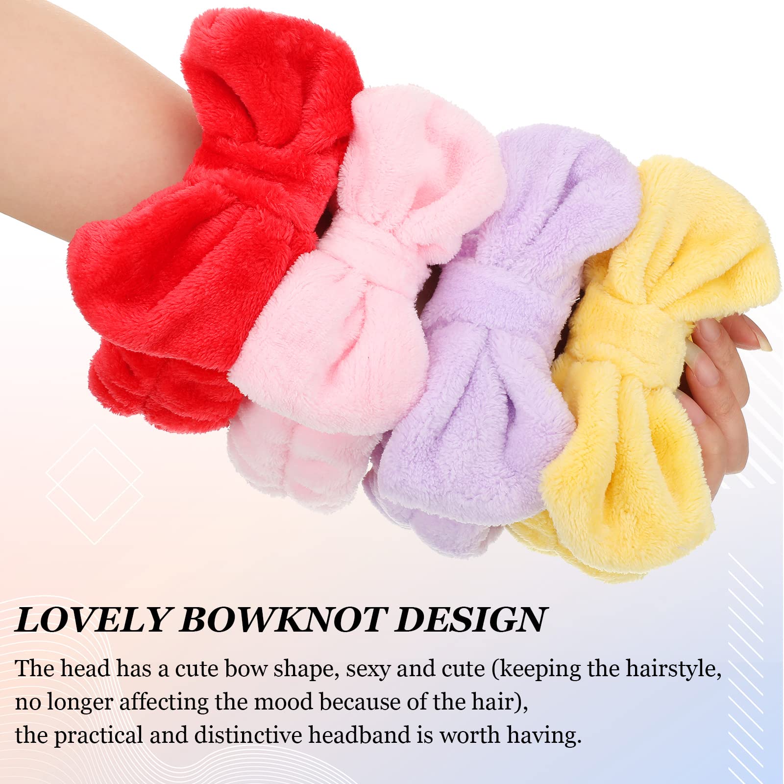 Jexine 24 Pack Soft Plush Spa Headbands for Women - Fluffy Bow Hair Bands for Face Washing, Makeup, Shower & Skincare - Bulk Set for Salon, Spa & Home Use