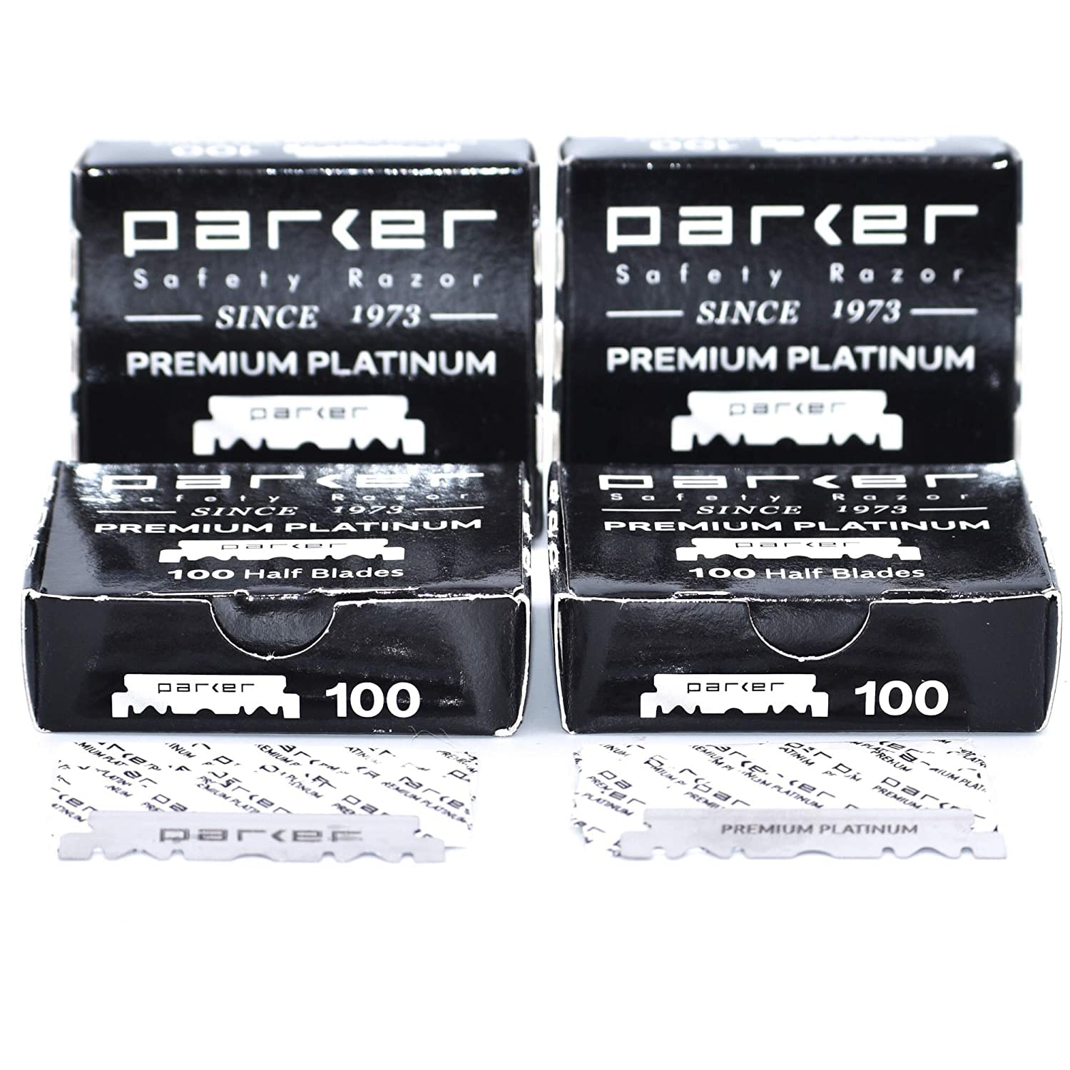 Parker Premium Platinum 1/2 Blades - 400 Count Professional Barber Razor Blades for Shavette & Disposable Straight Razors | Fits Half Double Edge Blades | Perfect for Salon, Home Shaving & Beard Grooming