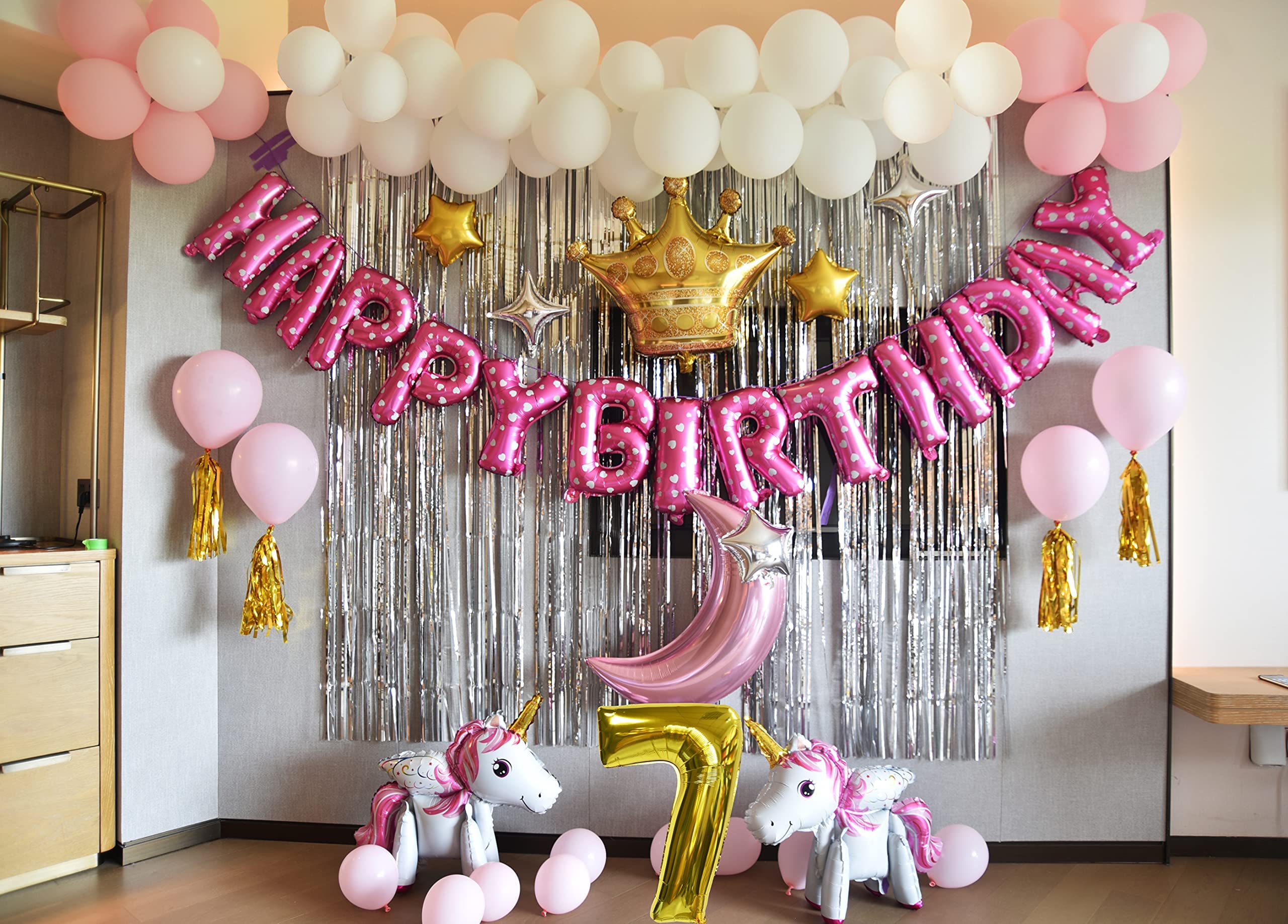 SIMON&ISAAC Pink Unicorn Themed 7th Birthday Party Decorations for Girls - Princess Birthday Party Supplies for 7 Year Old Girls | Perfect for Unicorn Themed Birthday Parties, Baby Showers & Princess Celebrations