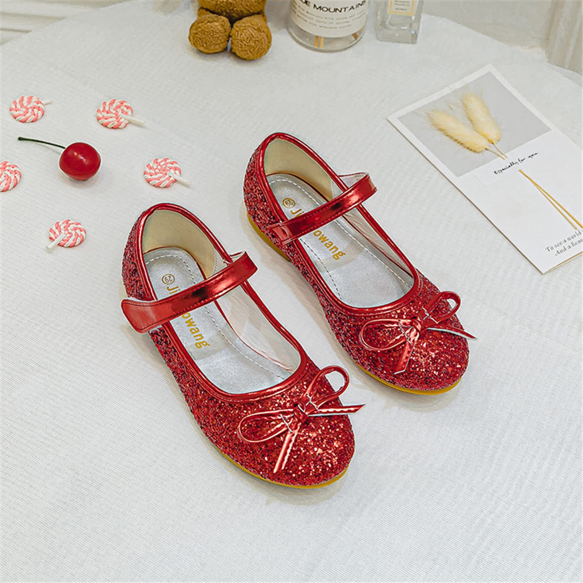 TN TANGNEST Girls Princess Shoes - Sparkly Sequined Bowknot Mary Jane Flats for Wedding, Party, Cosplay & Dress Up | Perfect for Birthday Celebrations, Pageants & Special Occasions
