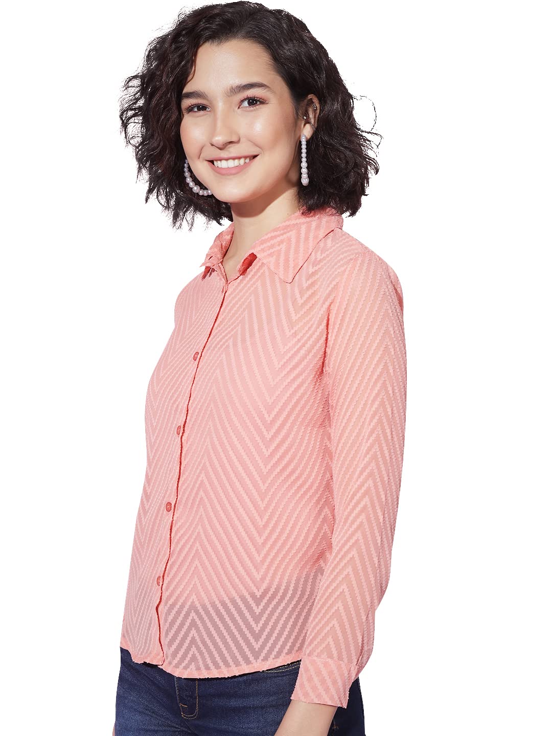 Stylish DIMPY GARMENTS Women's Casual Chiffon Shirt with Button Front & Floral Print - Perfect for Office Wear, Date Nights & Summer Outfits