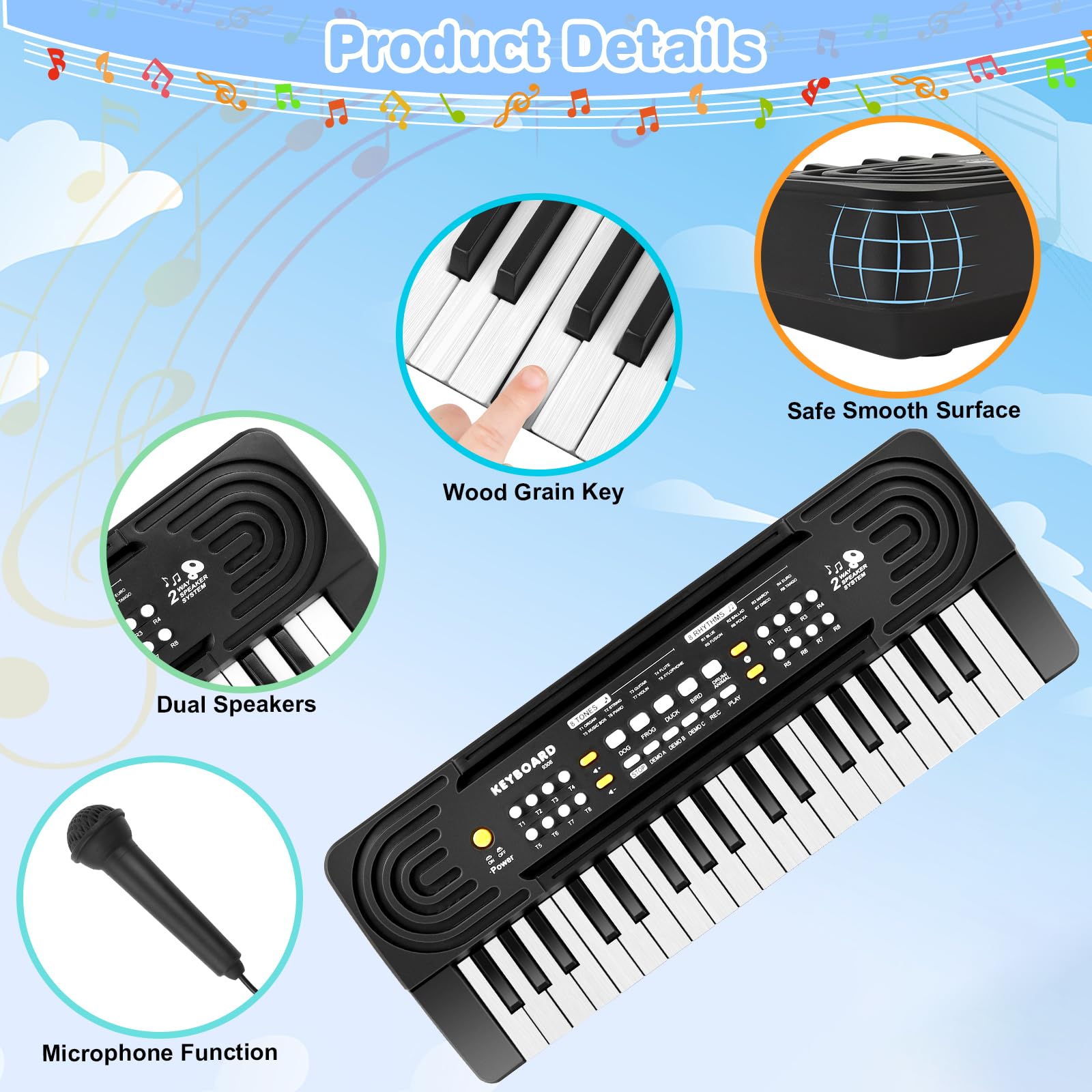 37-Key Electronic Keyboard Piano for Kids - Portable Music Toy with Light-Up Keys, Ideal Beginner Piano for Boys & Girls Ages 3-6 - Perfect Birthday Gift for Toddlers & Preschoolers (Home Use, Classroom Learning, Music Education)