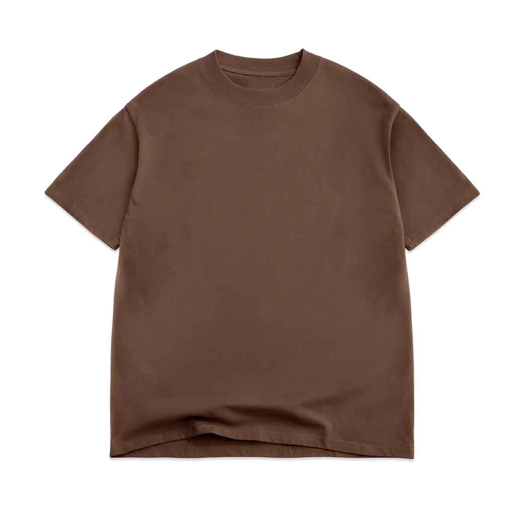 Vintage Brown 7.5oz Oversized Cotton Box Washed Short Sleeve T-Shirt for Men - Soft & Comfortable Casual Tee for Everyday Wear, Street Style & Layering