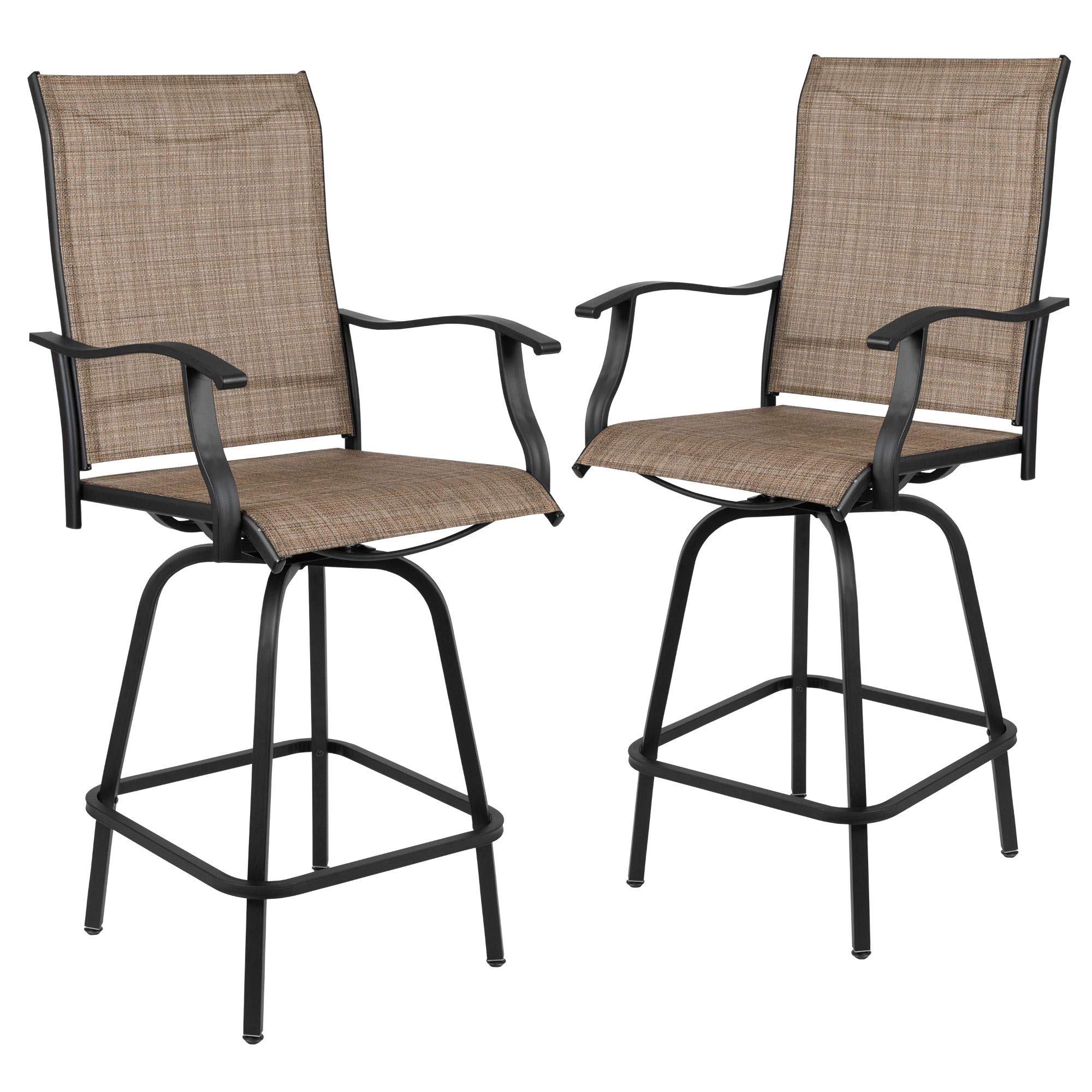 F&F Furniture Group Set of 2 Brown Contemporary Outdoor Swivel Bar Stools 51.5