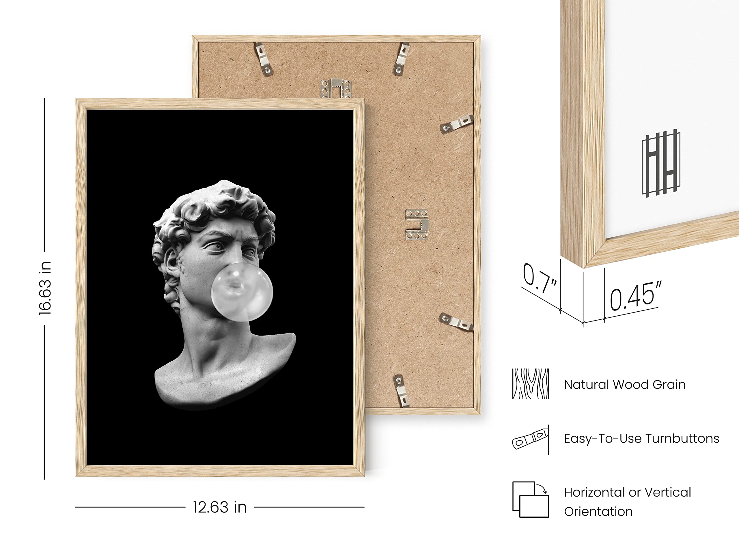 HAUS AND HUES Michelangelo Gum Poster - Black Aesthetic Wall Art for Bedroom Decor, 12x16 Inch Beige Framed Print | Perfect for Gothic Home Office & Dark Academia Room Design