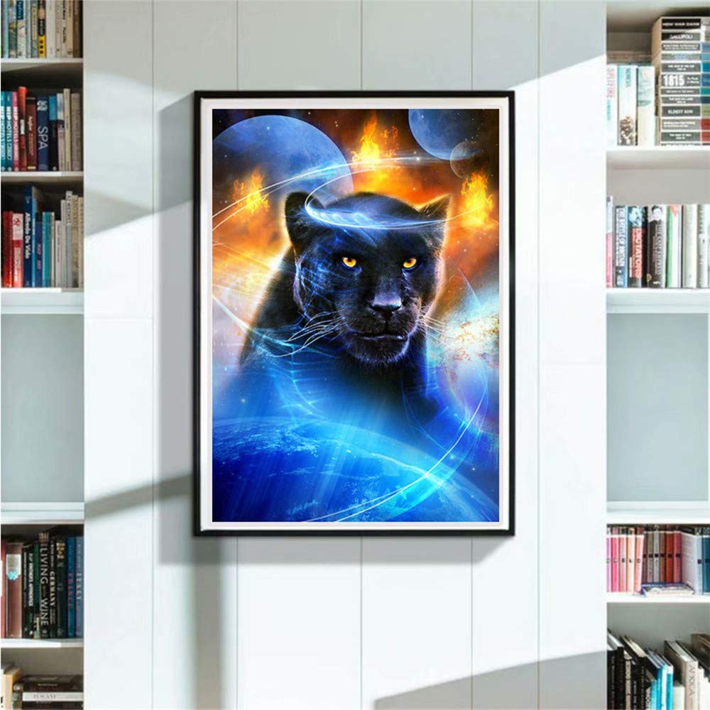 5D Diamond Painting Kit - Full Drill Black Panther Crystal Cross Stitch DIY Art (D1922) | Home Wall Decor for Living Room, Bedroom & Office | Perfect Gift for Adults & Craft Lovers