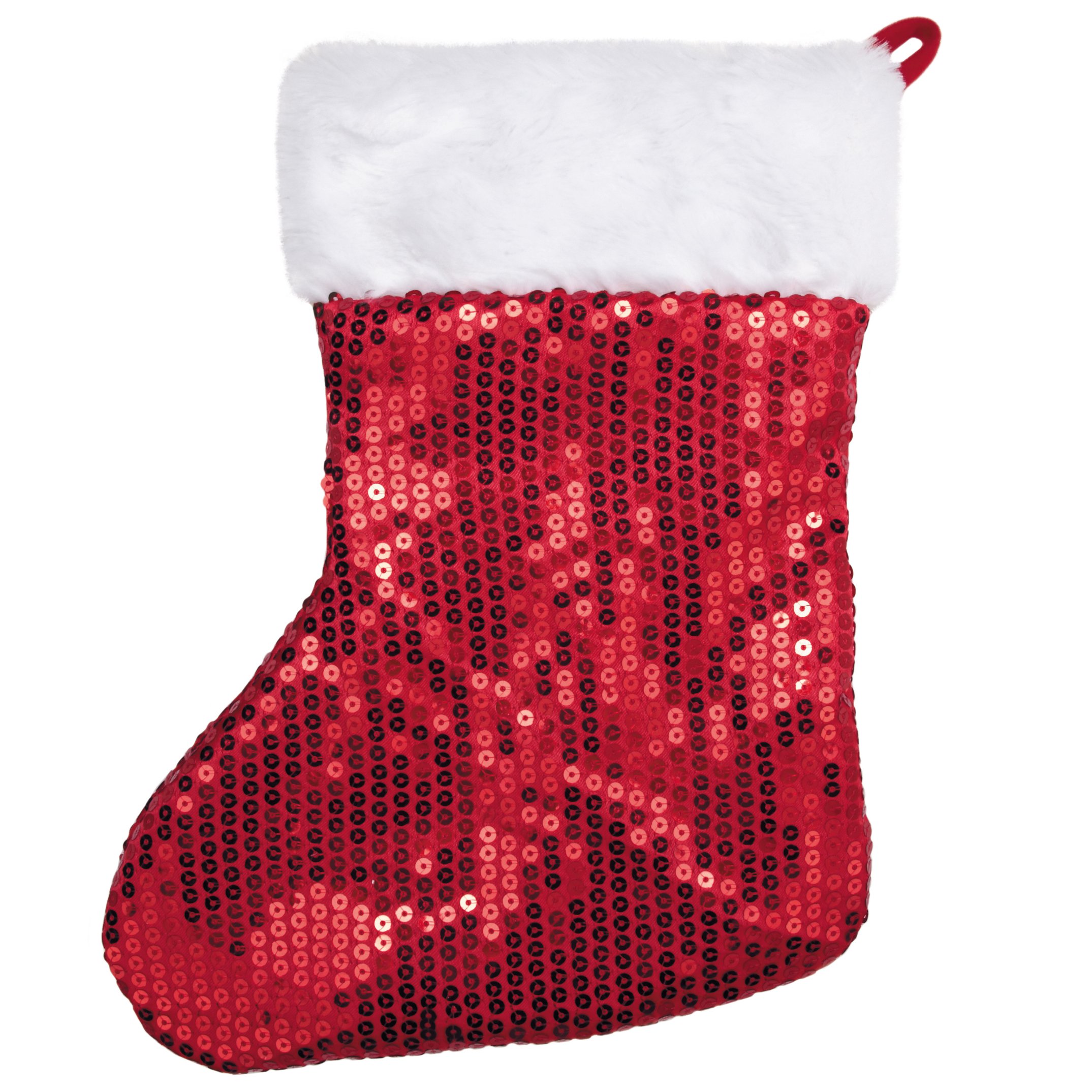 Zanies Sequin Red Christmas Stocking Toy - 11.5 Inch Festive Holiday Decor for Kids, Pets & Home Decorations | Perfect for Xmas Tree, Fireplace Mantel & Gift Exchange
