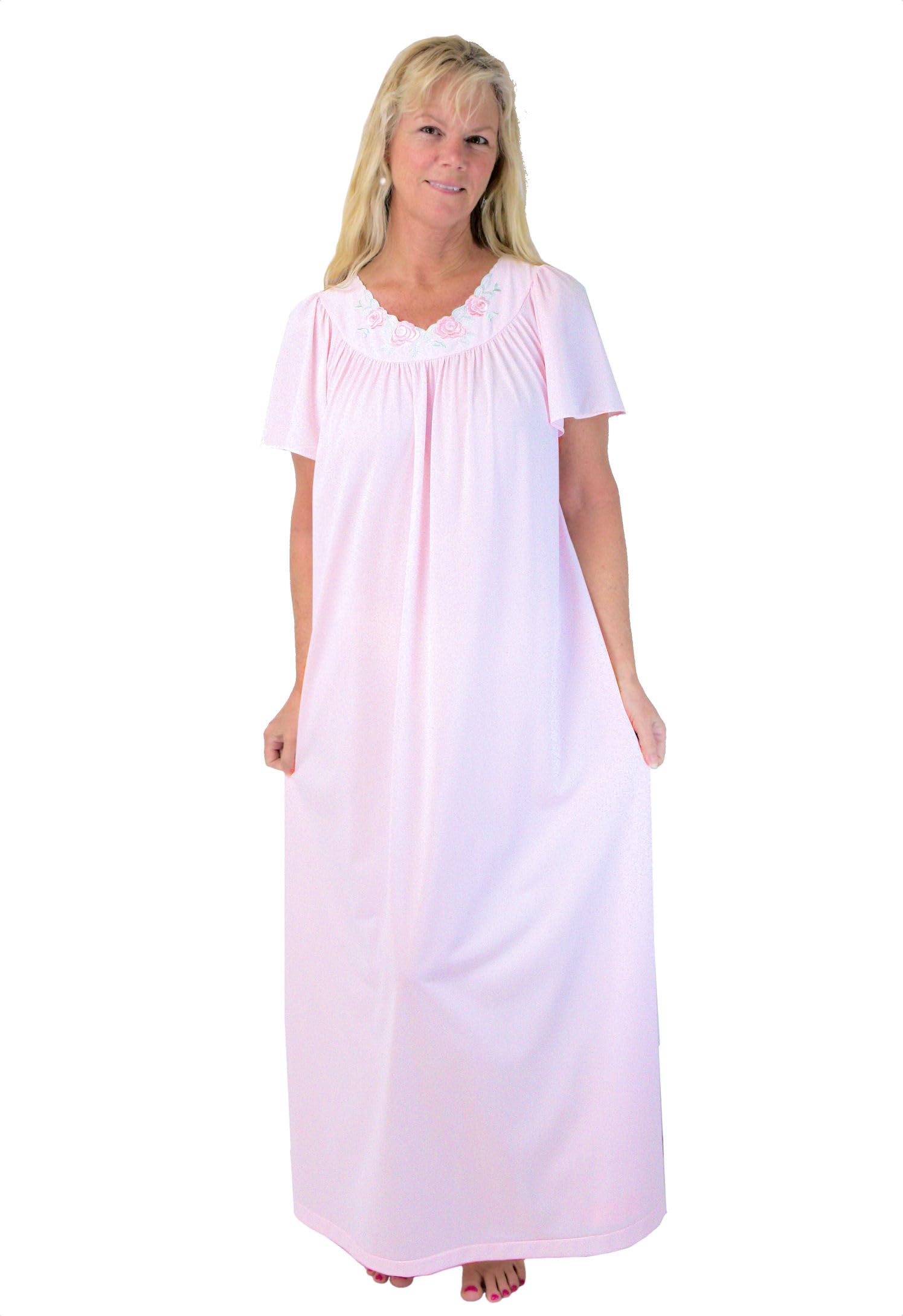 Shadowline Women's Nightgown & Long Sleeve Robe Pajama Set - Soft Nylon Sleepwear & Peignoir Loungewear for Comfortable Nights & Relaxing at Home