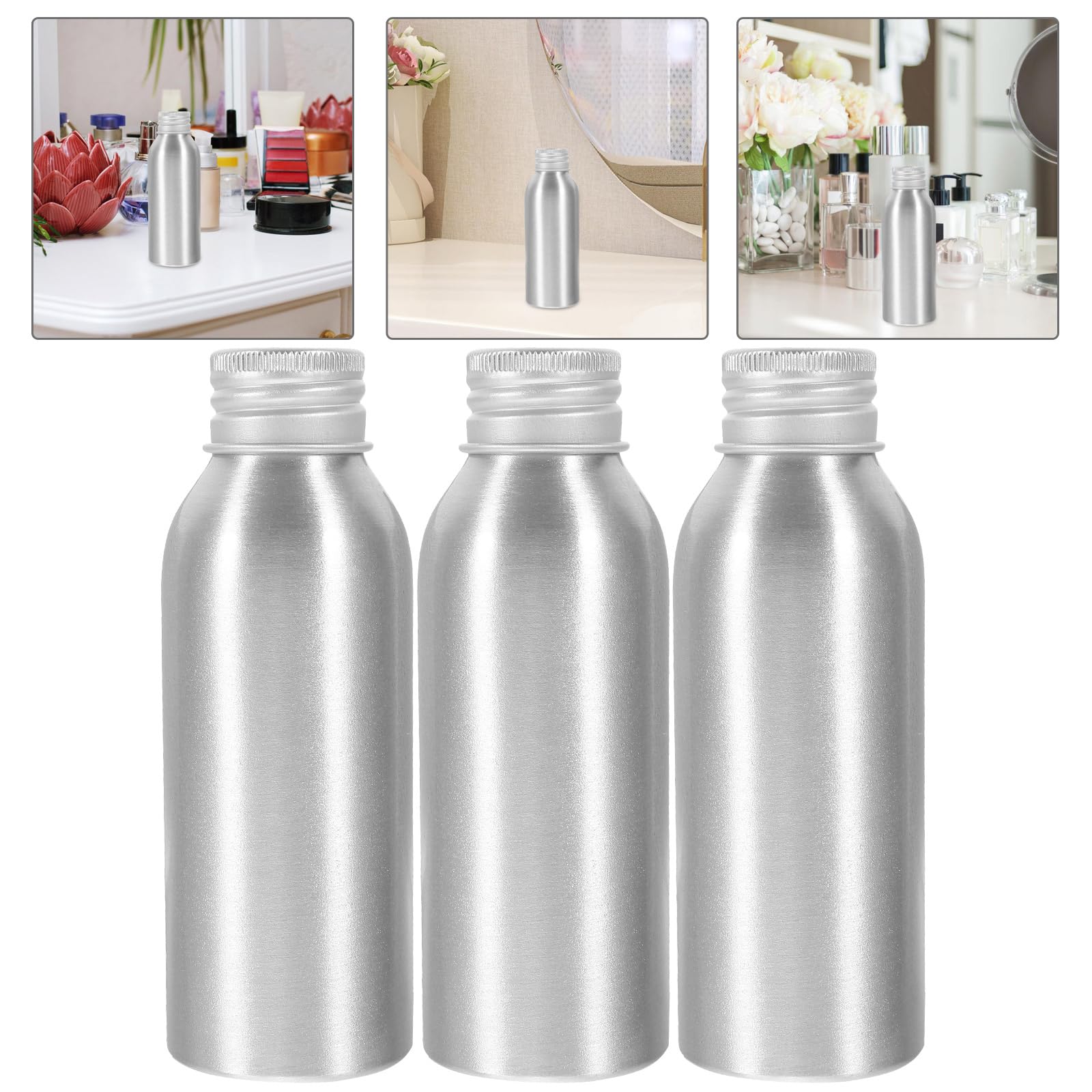 Premium Aluminum Travel Bottle Set - Leak-Proof Lotion, Shampoo & Essential Oil Containers with Secure Screw Lids | Perfect for Toiletries, Camping, Gym & Air Travel Accessories