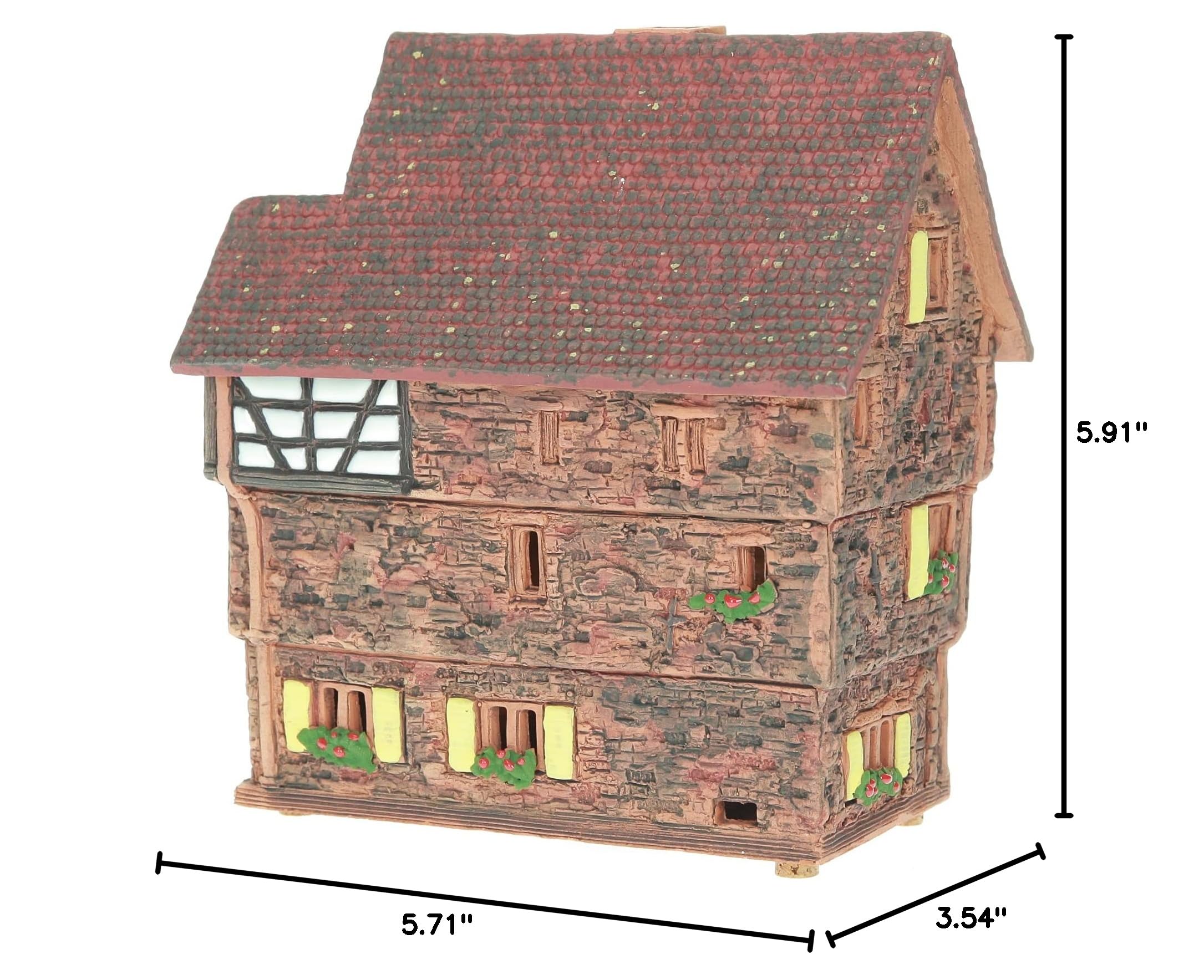 Ceramic Tea Light Candle Holder - Miniature House Replica of Historic Kaysersberg Home | Christmas Village Decor, Essential Oil Burner & Cozy Home Decoration for Holidays, Weddings and Relaxation