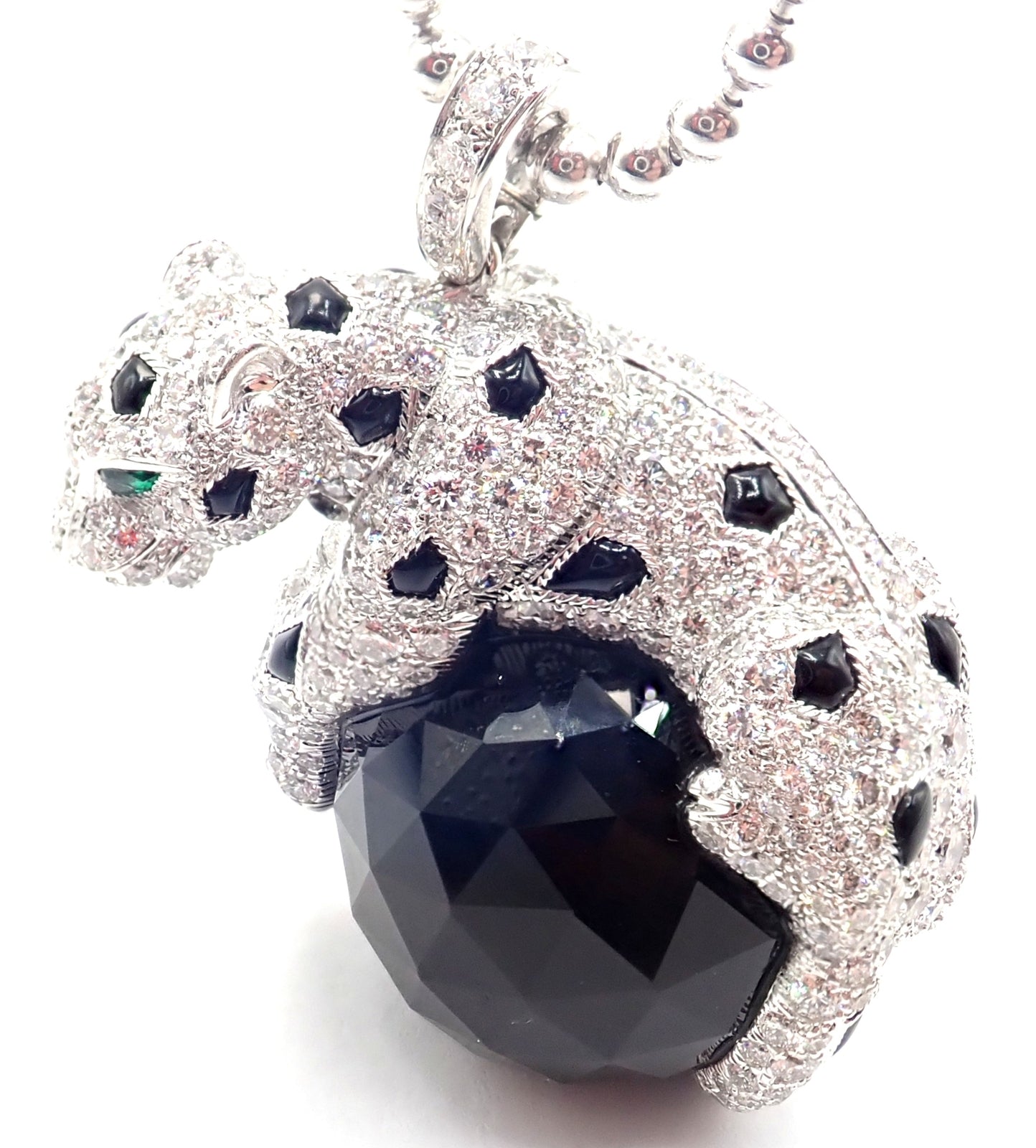 Cartier Panthere 18k Gold Diamond Emerald Onyx Pendant Necklace - Luxury Jewelry for Women, Perfect for Evening Gala & Special Occasions