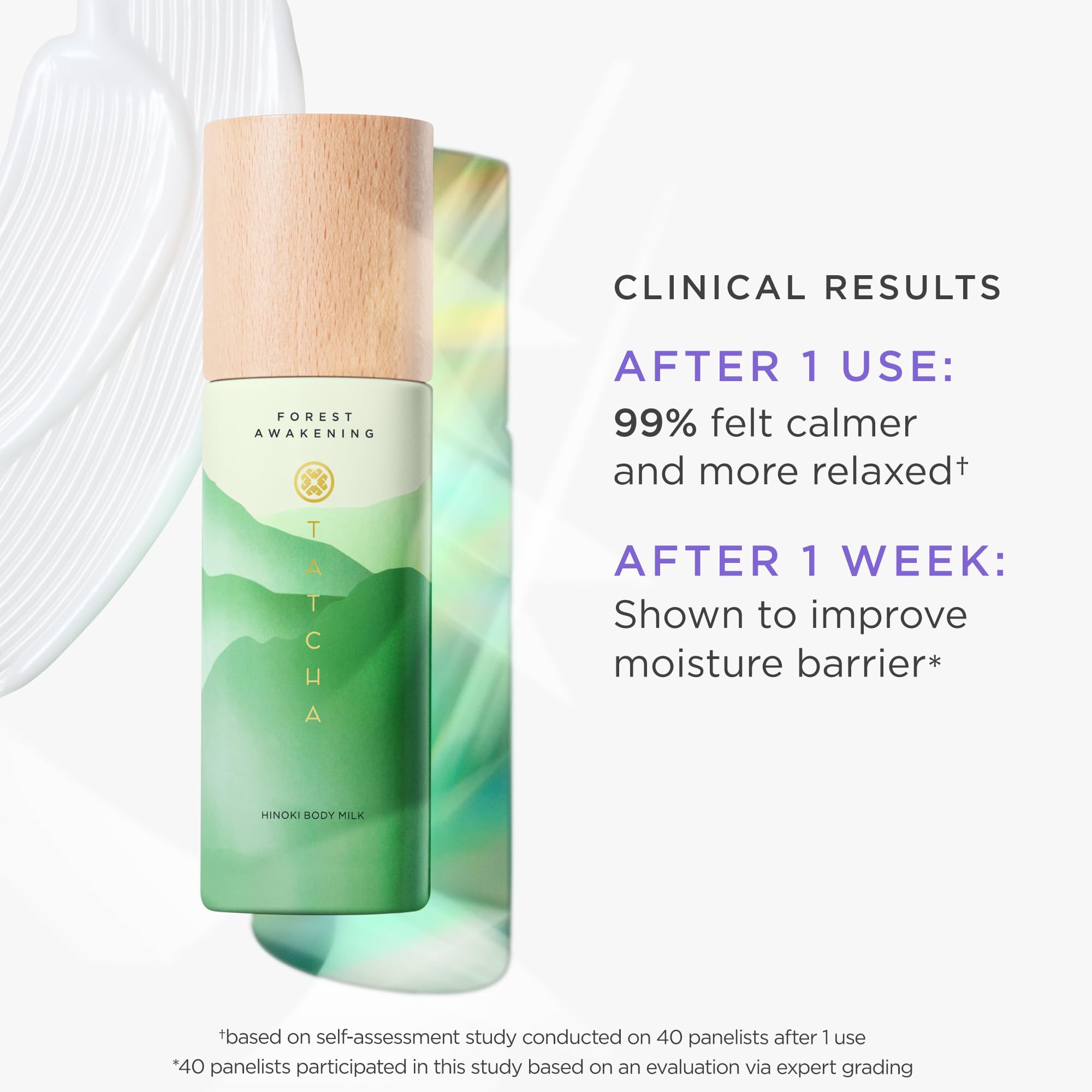 TATCHA Forest Awakening Hinoki Body Milk - Lightweight Hydrating Lotion for Dry Skin Renewal, 132ml/4.5 fl oz | Moisturizing Body Care for Daily Use & Spa Nights