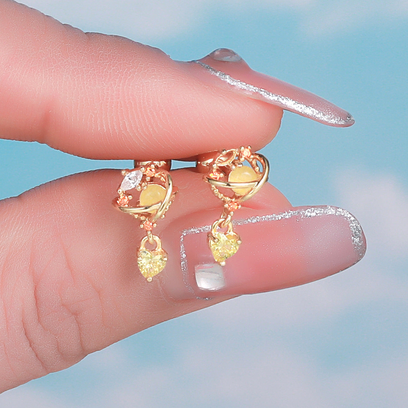 20G Heart Pearl Stud Dangle Helix Cartilage Earrings for Women | EGD0367 | Elegant Jewelry for Daily Wear, Parties & Special Occasions