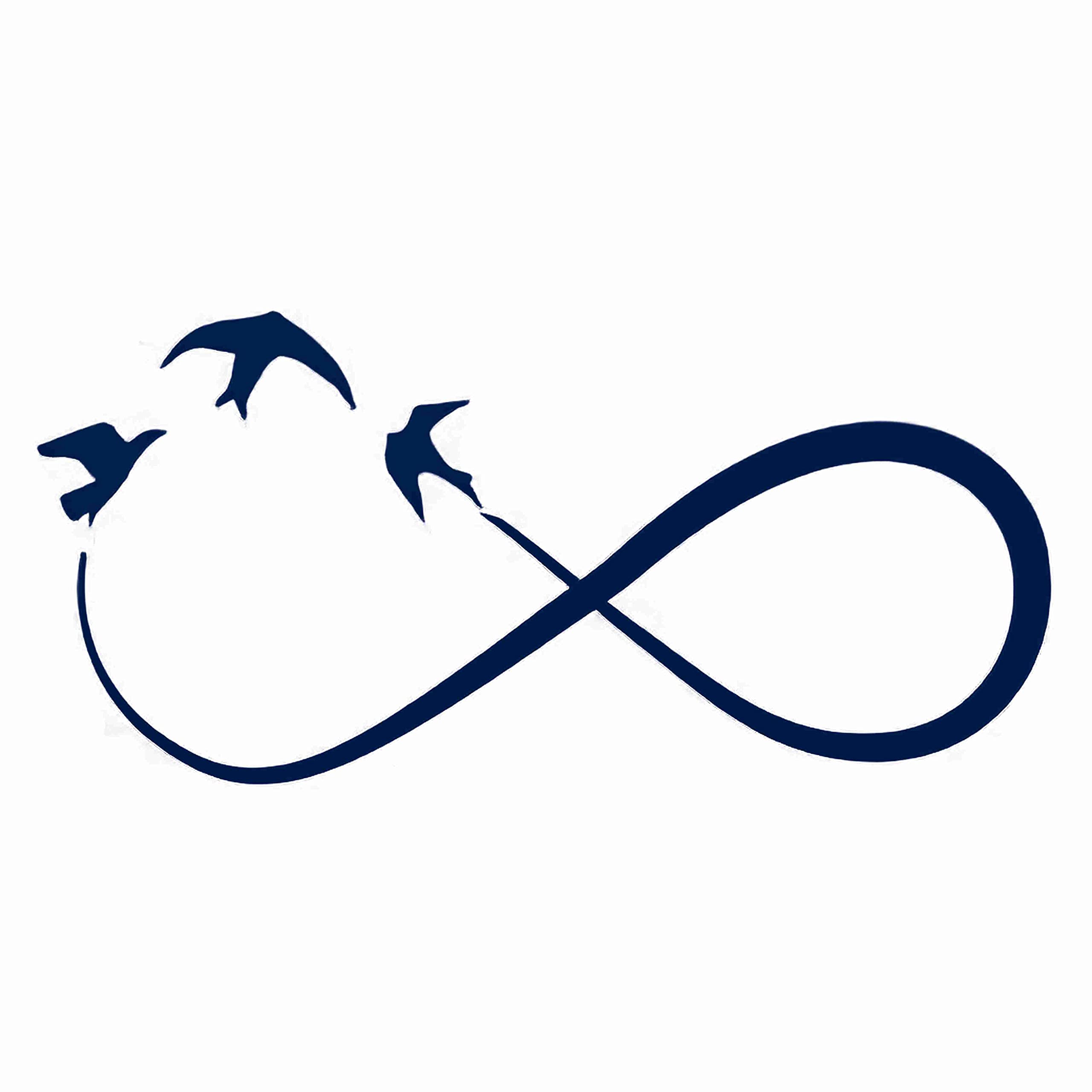 Semi-Permanent Temporary Tattoo Ink Lasting 1-2 Weeks - Realistic Infinity Symbol, Love, Abstract Birds Design for Men & Women - Navy Blue Tattoo Stickers for Chest, Neck, Arm - Perfect for Parties, Festivals and Body Art (4 Sheets)