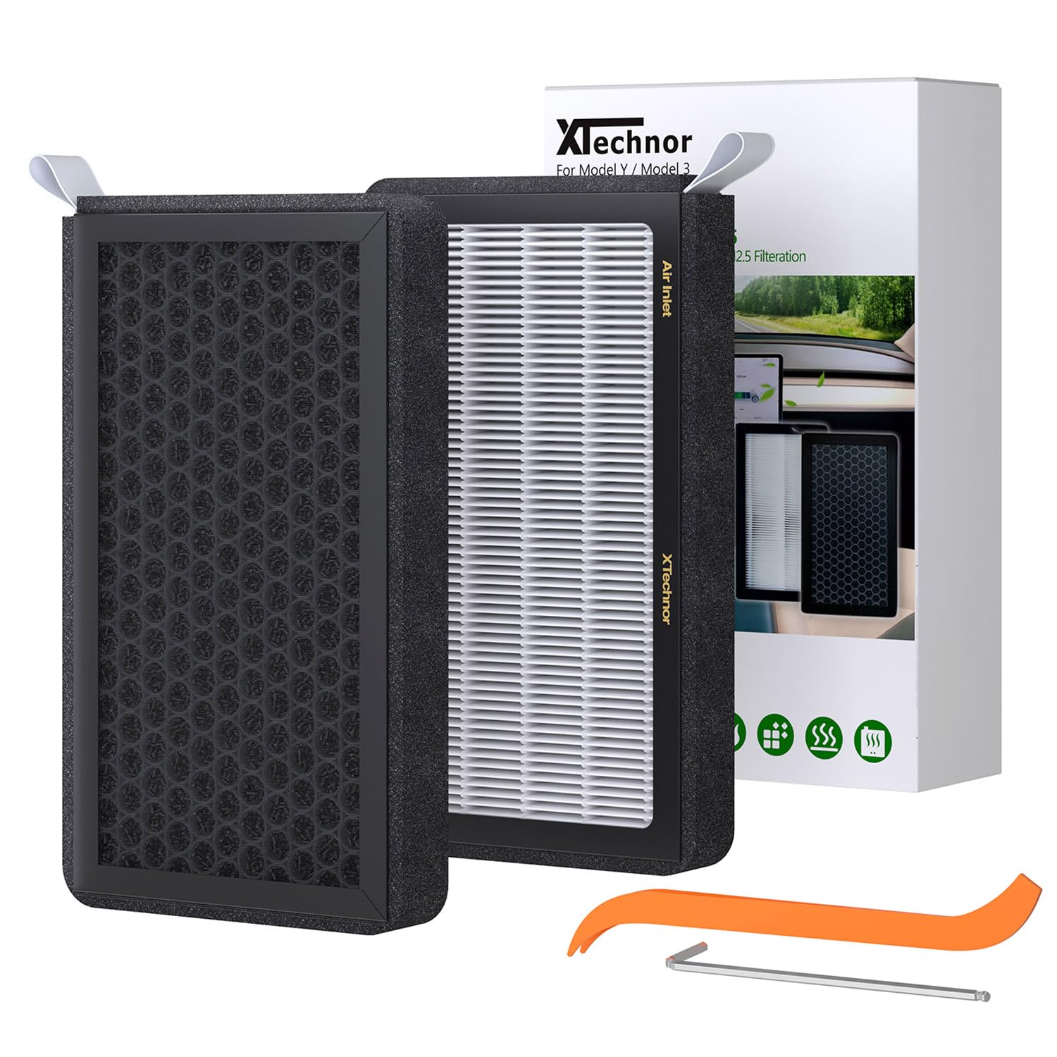 Premium HEPA Air Filter for Tesla Model Y & Model 3 (2016-2025) - 2 Pack Cabin Air Filter with Activated Carbon - Improve Air Quality & Reduce Allergens for Cleaner Driving Experience