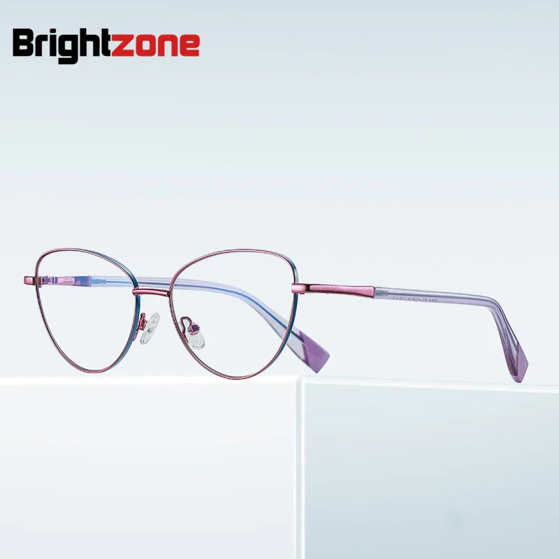 Brightzone Women's Full Rim Oval Cat Eye Eyeglasses 743020 - Lightweight Alloy Frame for Reading, Work & Fashion - Trendy Retro Style for Everyday Wear