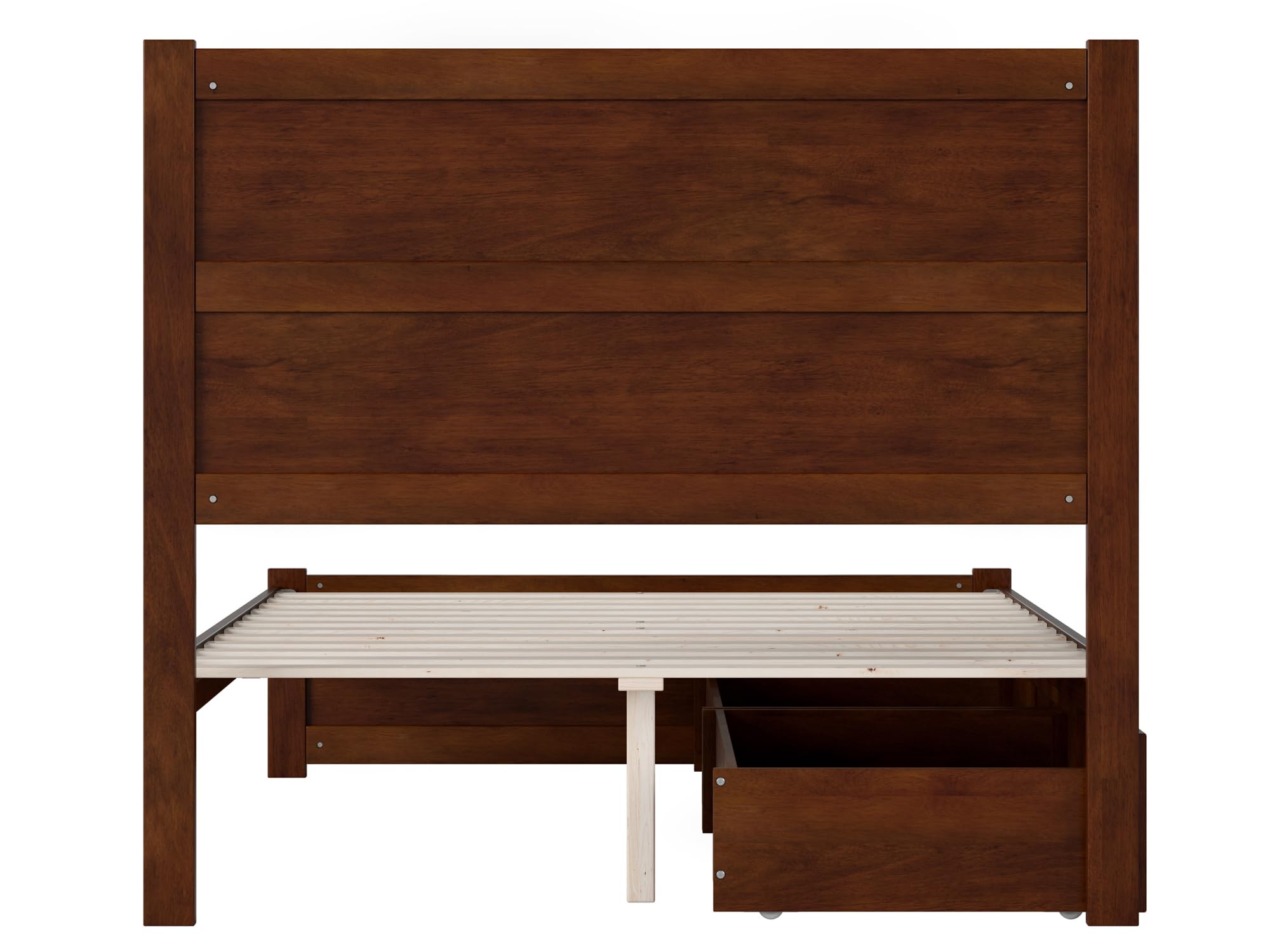 AFI NoHo Full Size Platform Bed with Footboard & Storage Drawers in Walnut - Modern Wooden Bed Frame for Small Spaces & Guest Rooms - Perfect for Apartments, Dorms & Home Bedrooms