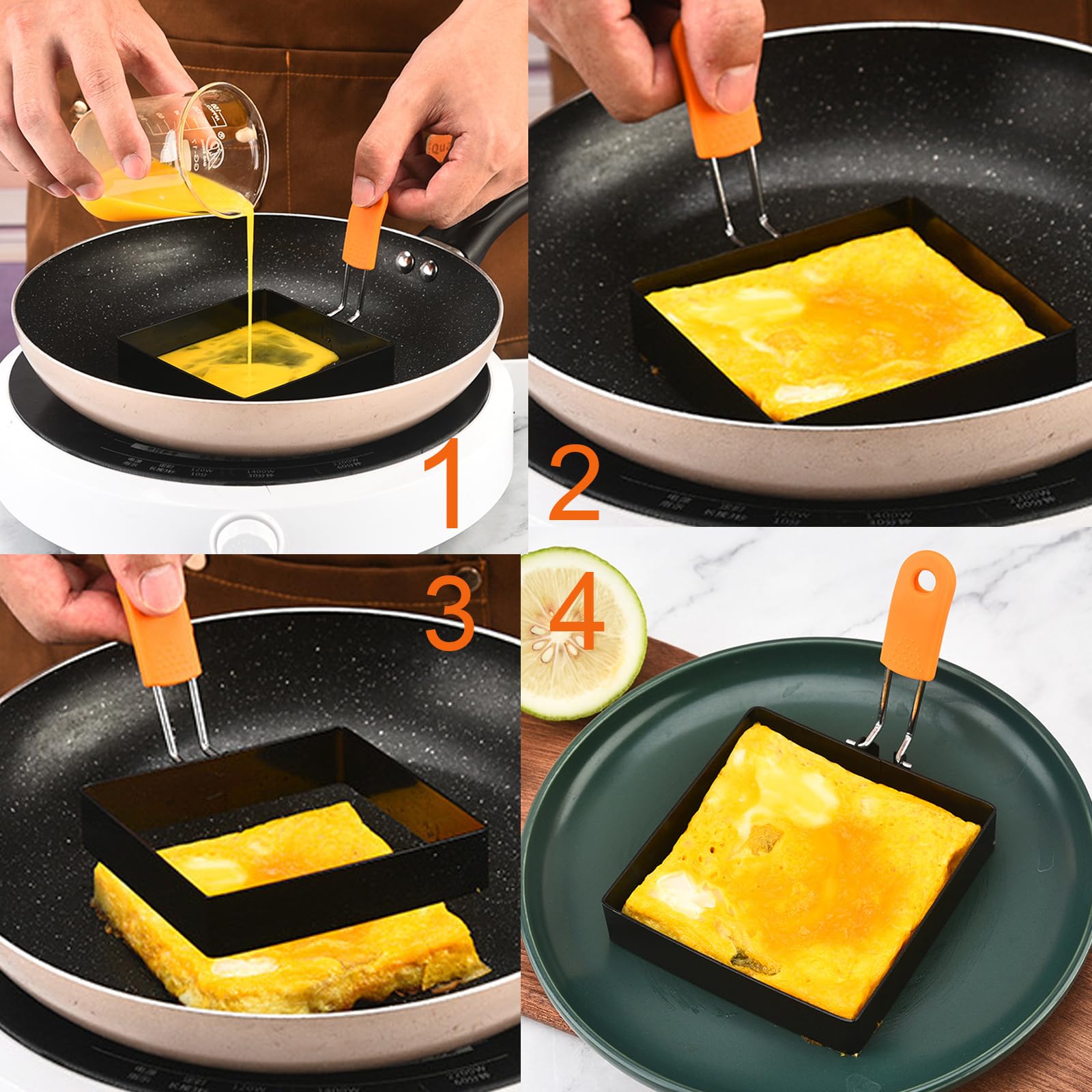 6-Pack Non-Stick Stainless Steel Egg Rings Set - 8