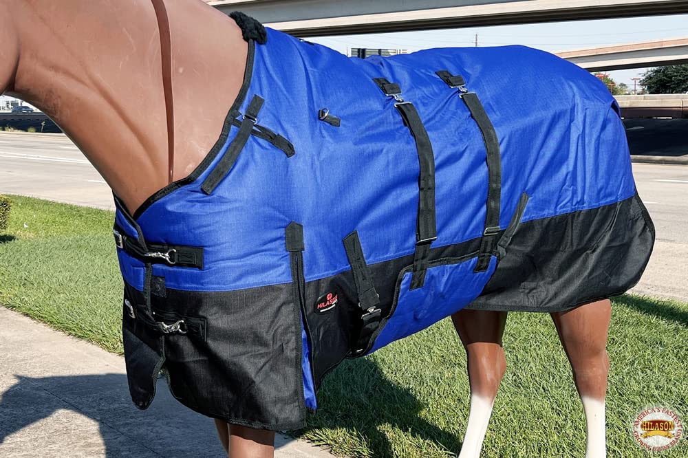 HILASON 1200D Winter Waterproof Poly Horse Blanket with Belly Wrap - Heavy Duty Turnout Blanket for Cold Weather, 75 Inch - Ideal for Pasture, Riding, and Stable Use