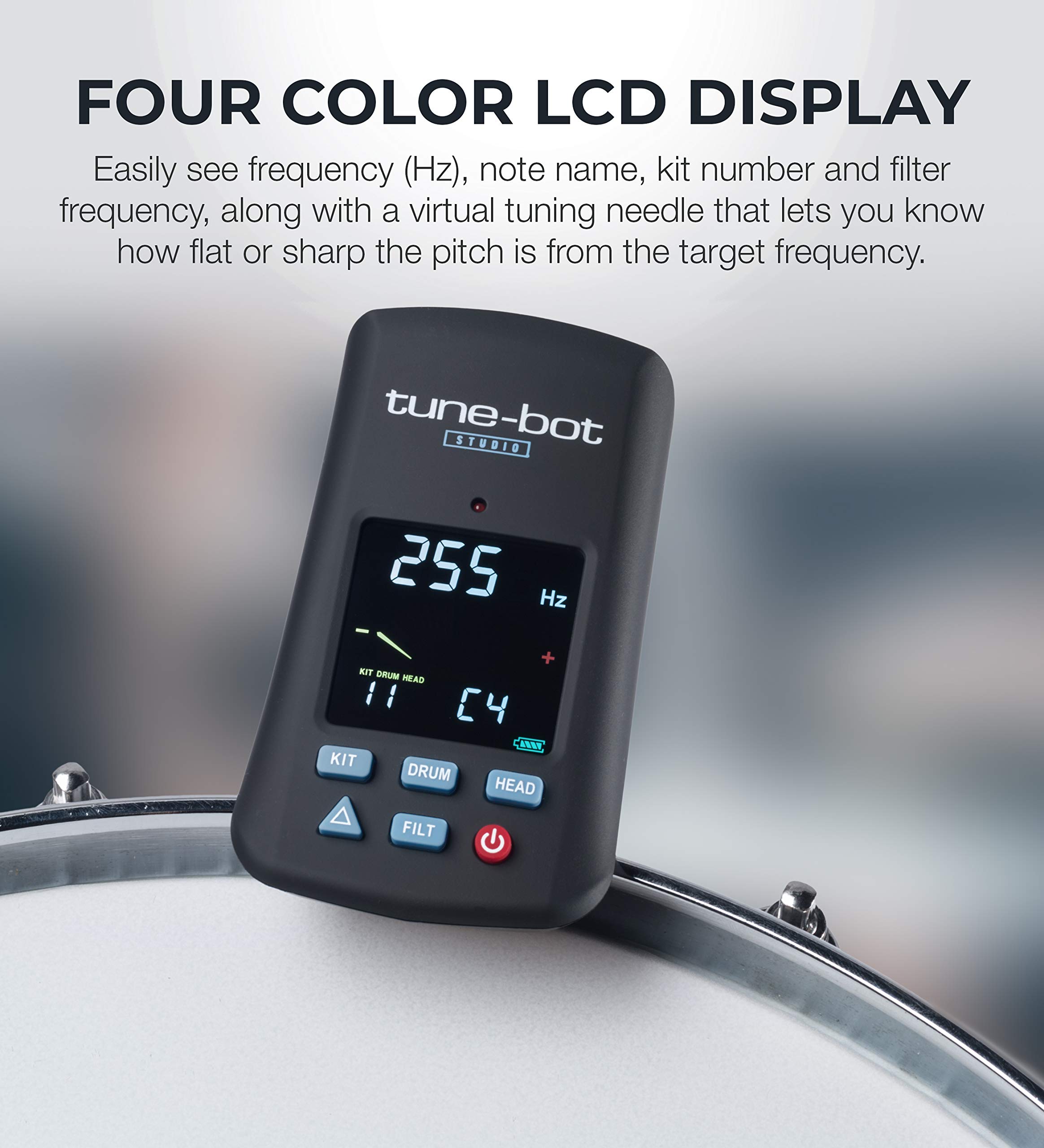 Studio TBS-001 Digital Drum Tuner - Clip-On Tuner for Acoustic Drum Kits | Professional Drum Head Tension Gauge | Perfect for Live Performances & Studio Recordings