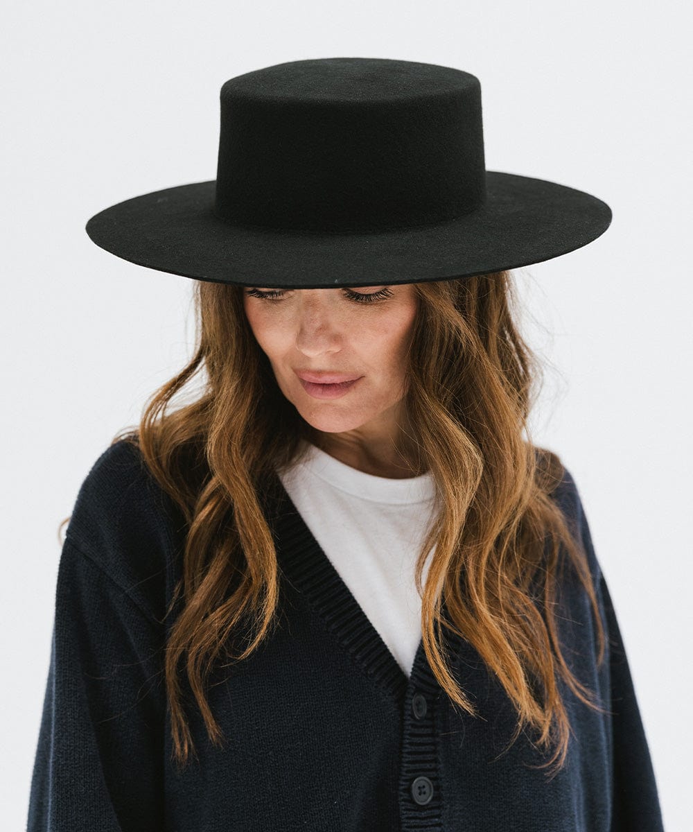 Premium Black Dahlia Boater Hat - Stylish & Comfortable Sun Protection for Women | Perfect for Summer Outings, Beach Vacations & Outdoor Events