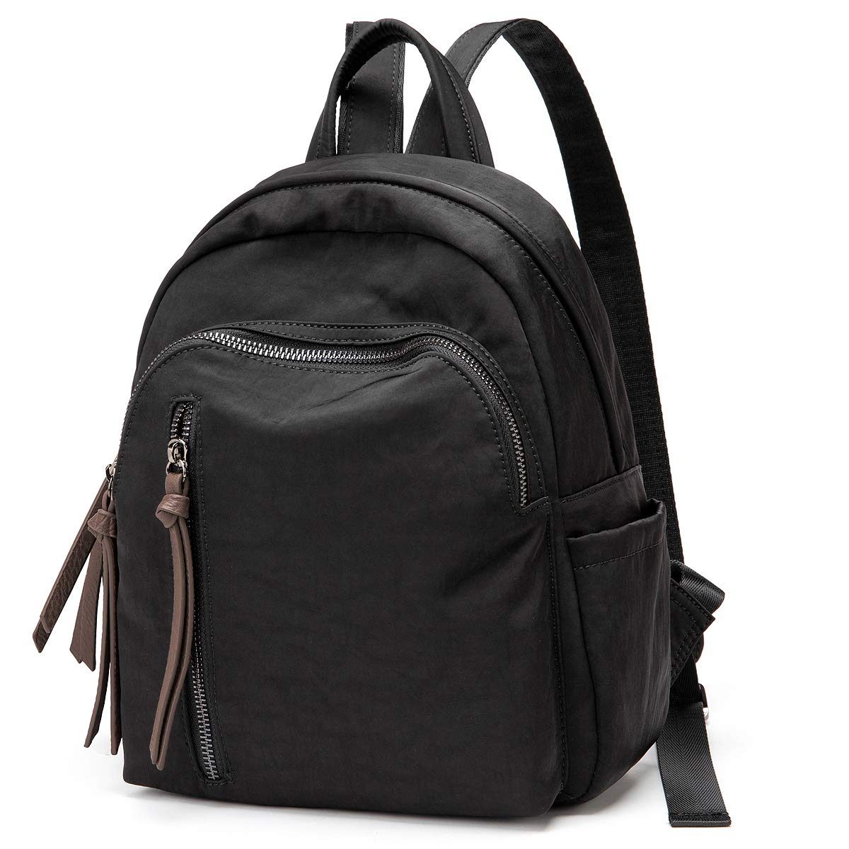 Mn&Sue Women's Waterproof Nylon Backpack Purse - Stylish Shoulder Bag for Outdoor Travel, Hiking & Daily Use (Black)
