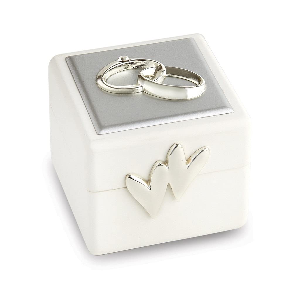 Diamond2Deal Double Rings & Hearts Wedding Ring Box - Elegant Jewelry Box for Engagement, Wedding & Proposal - Perfect Gift for Women, Brides & Couples (Great for Proposals, Anniversaries & Special Occasions)