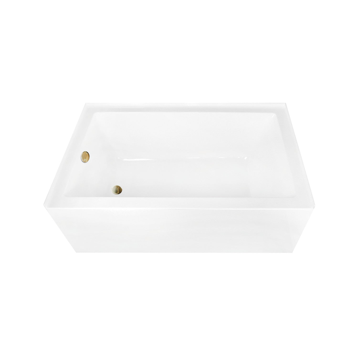 Aqua Eden 60 Inch Acrylic Rectangular 3 Wall Alcove Bathtub - Left Hand Drain, Glossy White with Brushed Brass Finish | Perfect for Modern Bathroom Renovation & Spa-Like Relaxation