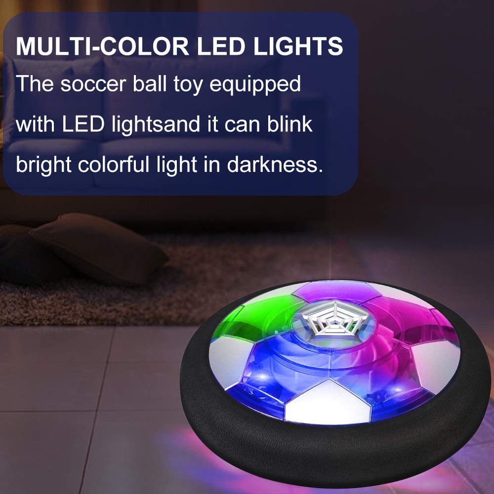 Rechargeable LED Hover Soccer Ball with Foam Bumper - Easter Basket Stuffers for Kids, Indoor Outdoor Sports Toys for Boys & Girls - Perfect for Birthday Parties, Easter Gifts & Backyard Games (Black)