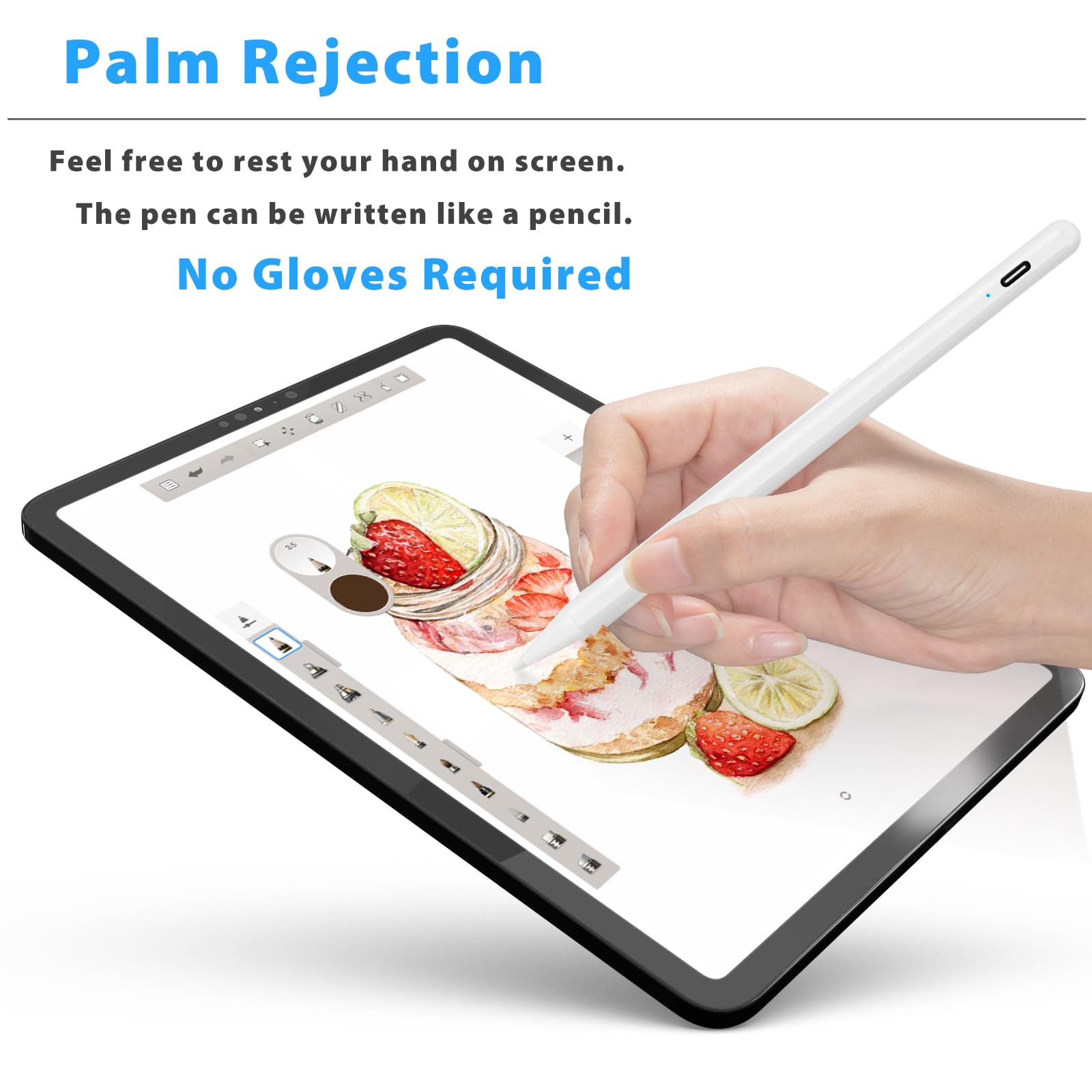 XIRON Stylus Pen for iPad with Palm Rejection - Compatible with iPad Pro M4 2024, iPad Air M2 2024, iPad Pro 11/12.9 inch, iPad 6-10th Gen, iPad Air 3rd/4th/5th Gen, iPad Mini 5th/6th Gen - Perfect for Drawing, Note Taking & Digital Art
